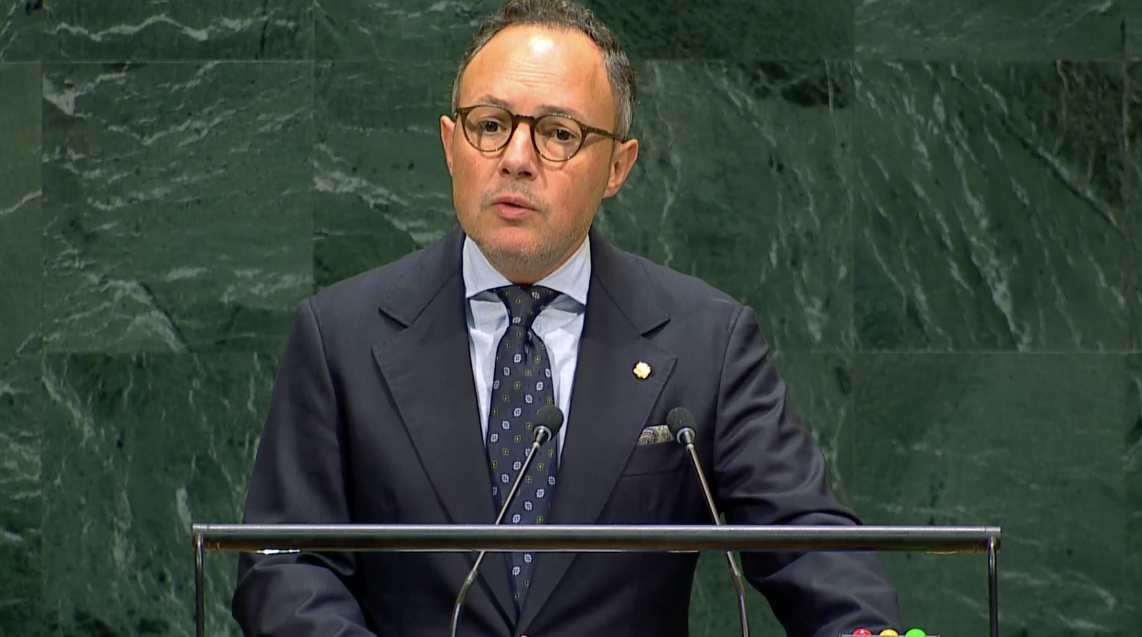 Espot durant la seva intervenció davant la 81a Assemblea General de l'ONU. Espot durant la seva intervenció davant la 81a Assemblea General de l'ONU.