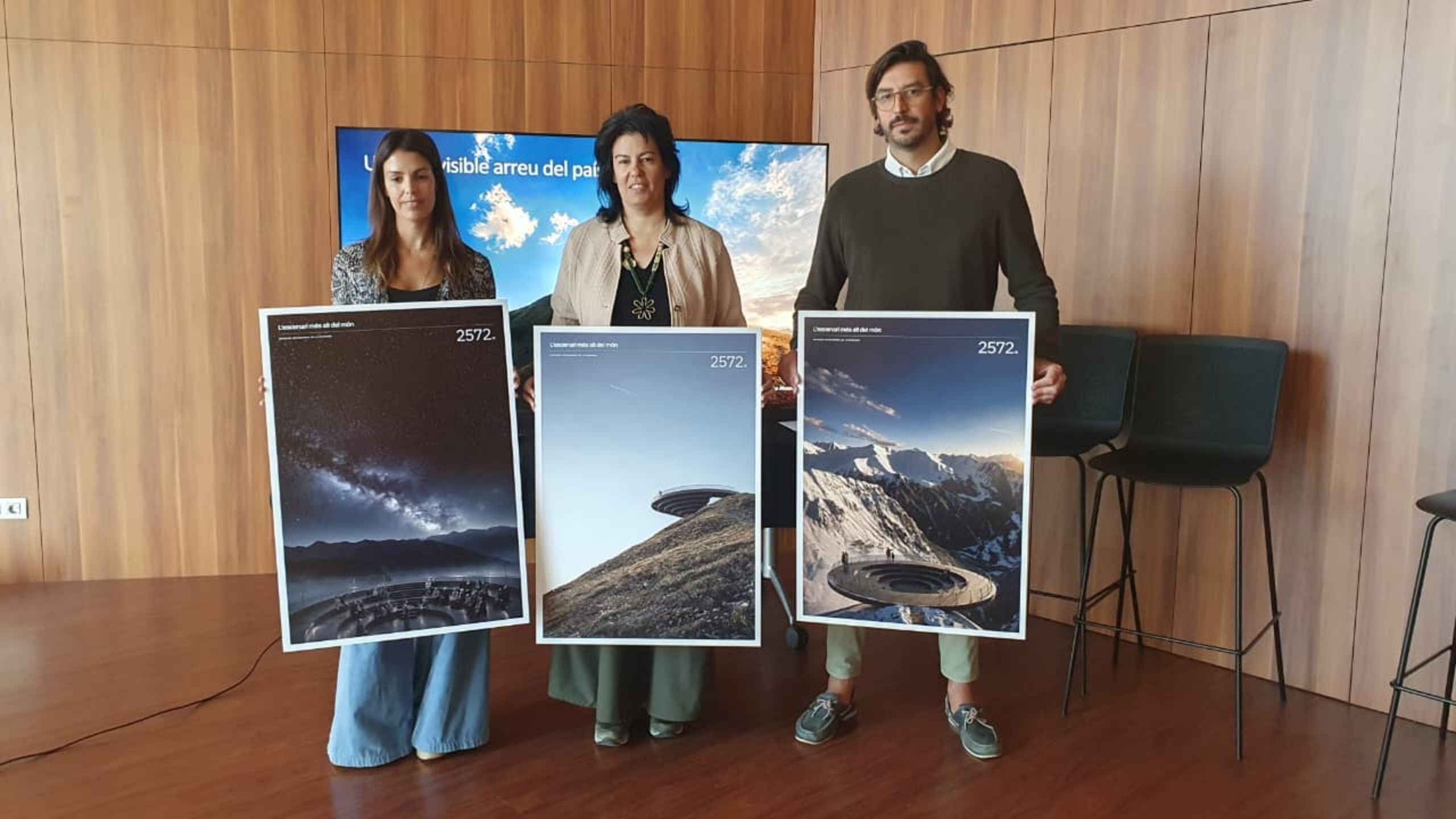 Solé, Sansa i Riberaygua en la presentació del projecte de mirador de l'Alt de la Capa.
