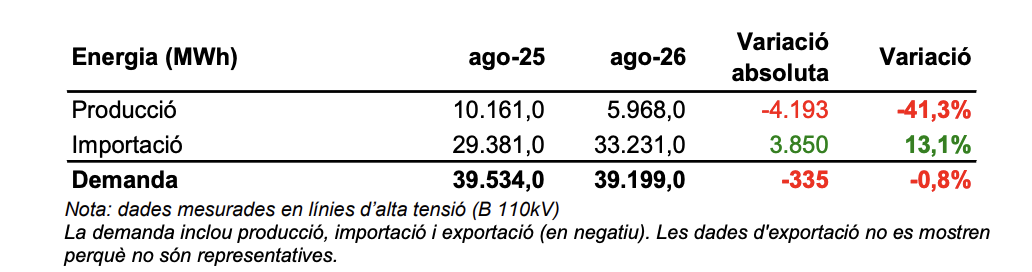 energia produïda i importada agost. La portaveu del Sindicat, Rebeca Bonache.