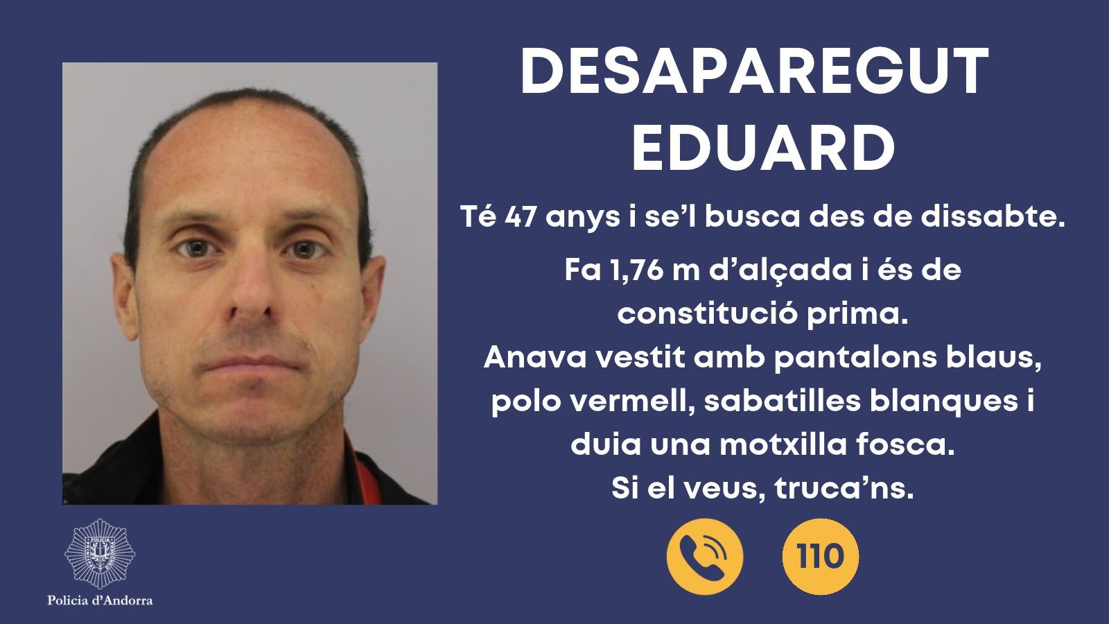 El rètol que difon la policia.