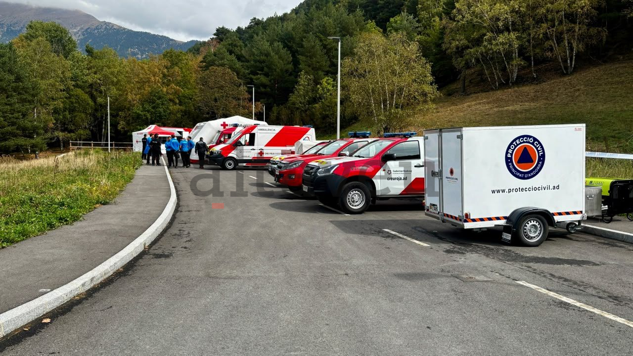 Una part dels vehicles dels especialistes que participen en la recerca, aquesta tarda. Una part dels vehicles dels especialistes que participen en la recerca, aquesta tarda.