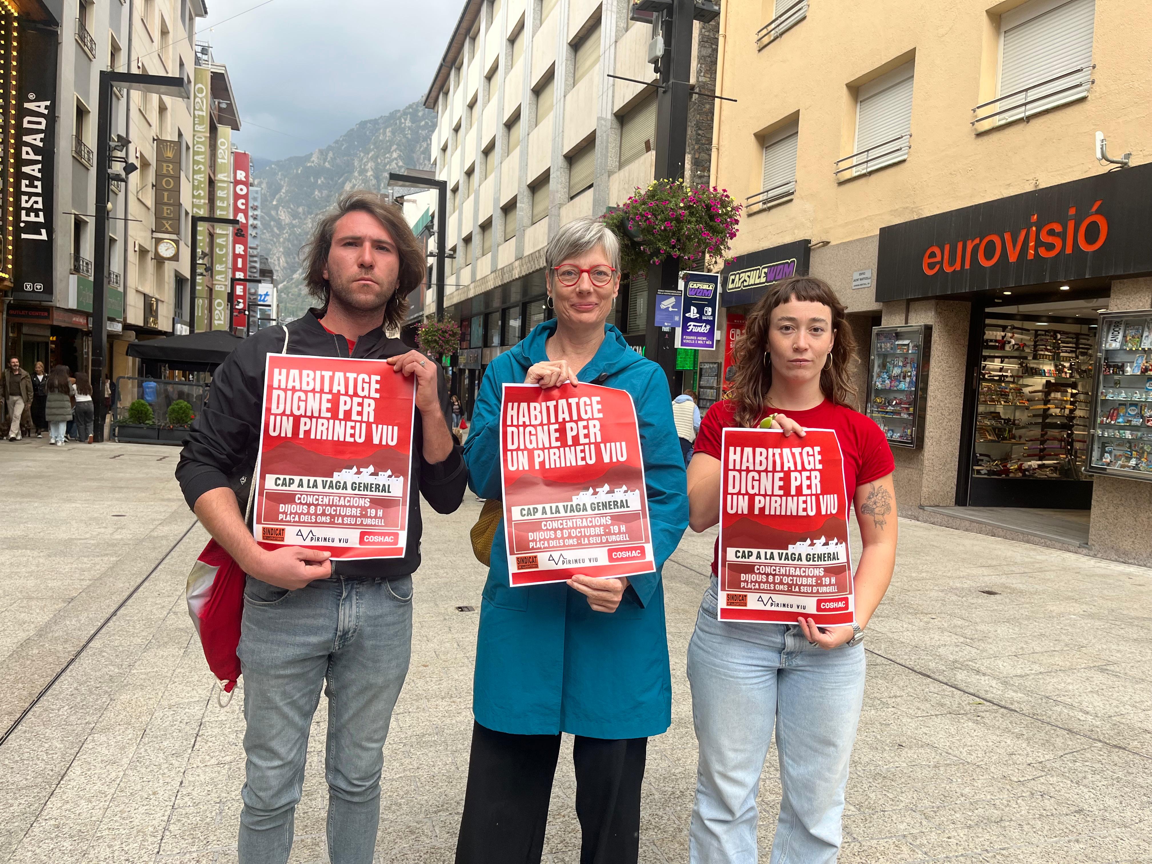 Els impulsors de la protesta, a l'avinguda Meritxell. Els impulsors de la protesta, a l'avinguda Meritxell.