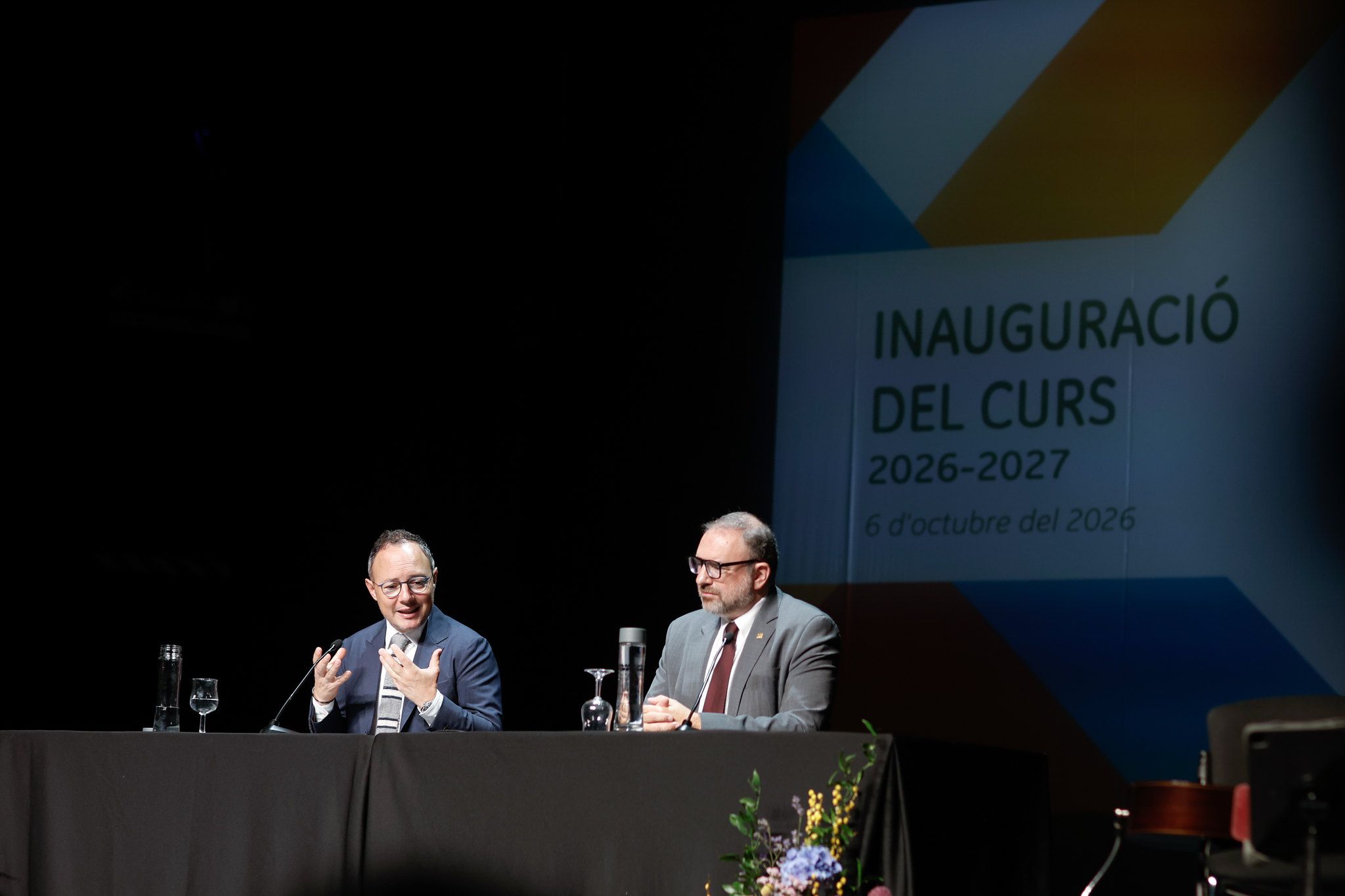 Inauguració del curs acadèmic 2026-2027  A càrrec del cap de Govern, Xavier Espot, i el rector de la Universitat d’Andorra, Juli Minoves.