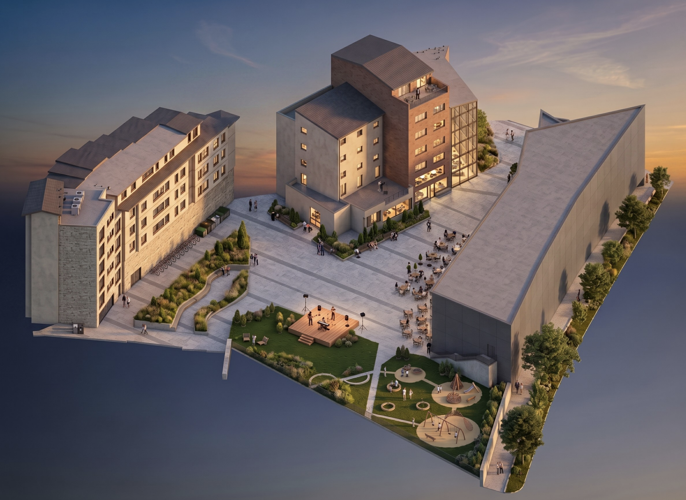 Reconstrucció de com es vol que quedi la plaça de les Fontetes reformada.