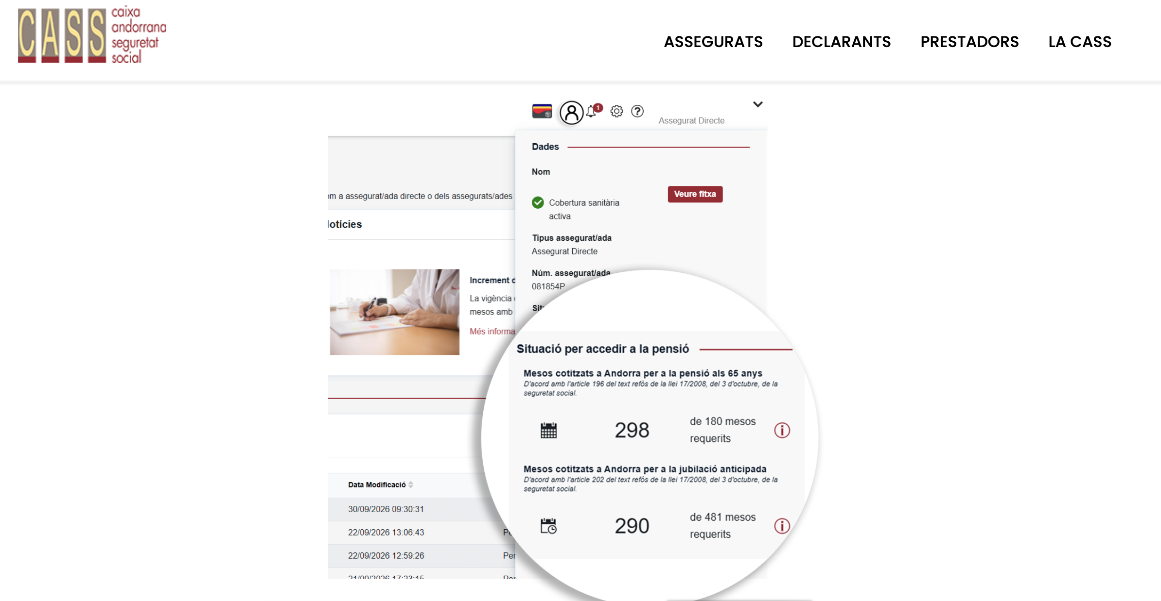Captura de la pàgina web de la CASS.