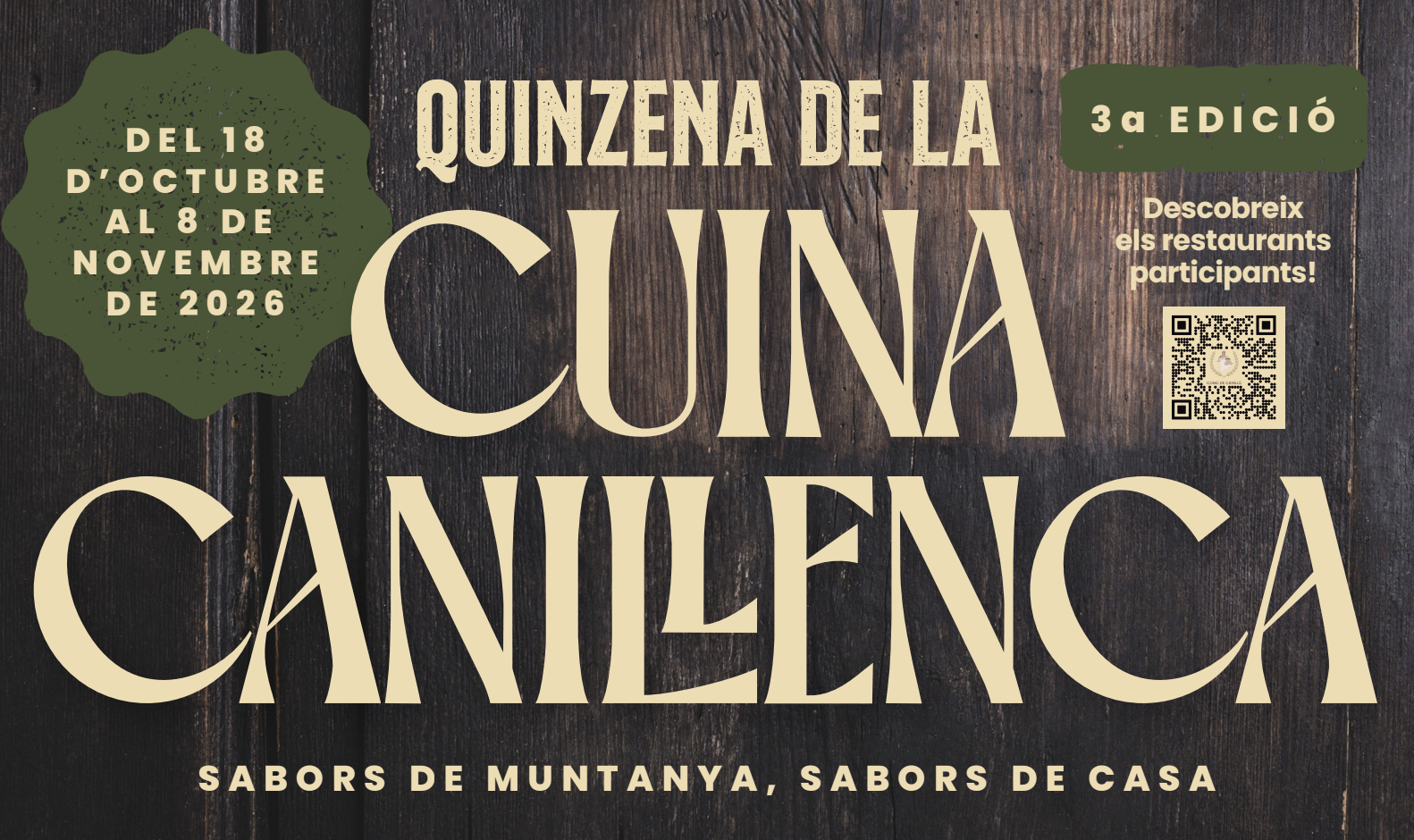 Cartell de l'esdeveniment gastronòmic La Quinzena de la Cuina Canillenca.