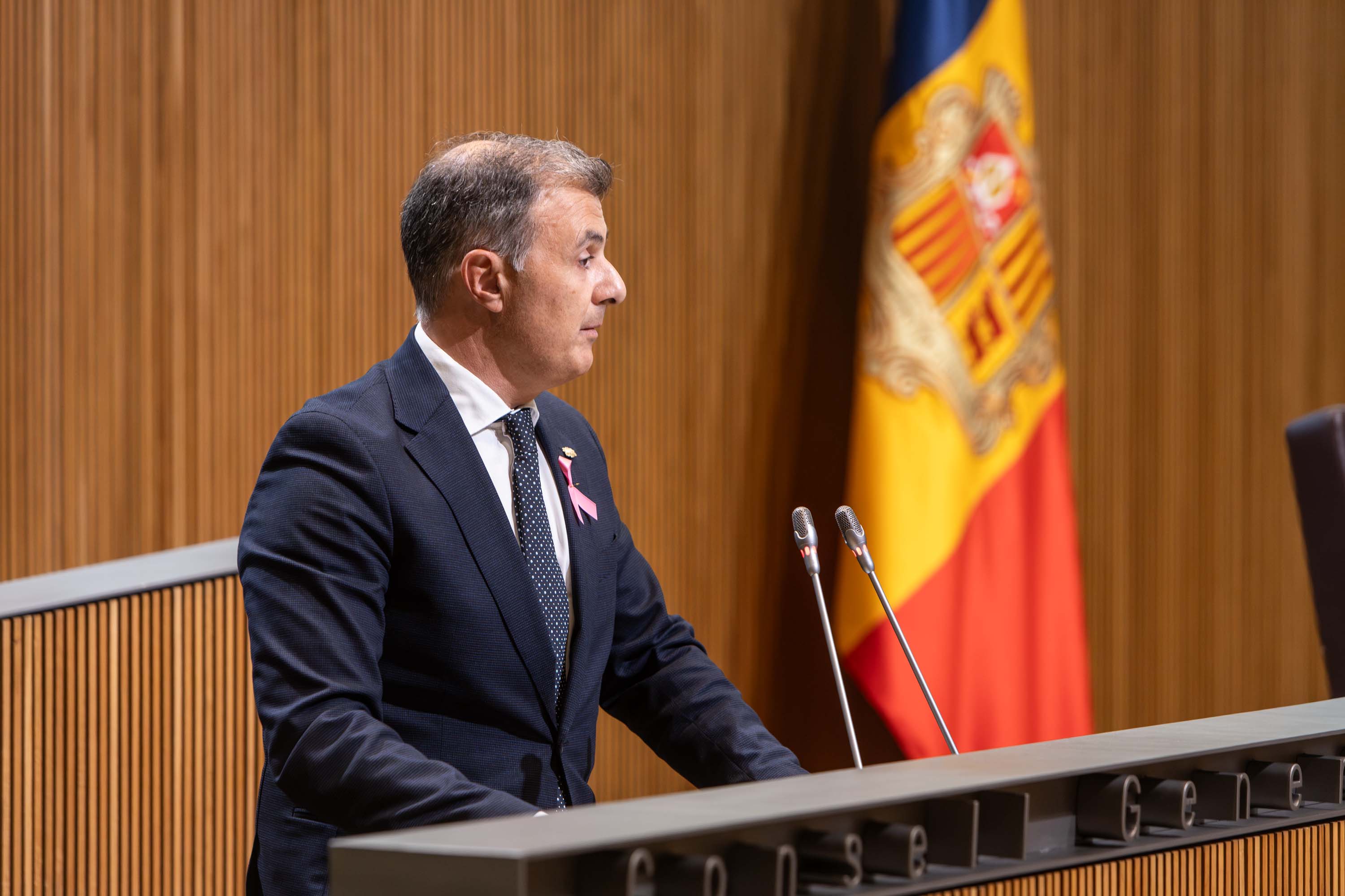 Marc Rossell, al faristol del Consell. Marc Rossell, al faristol del Consell.