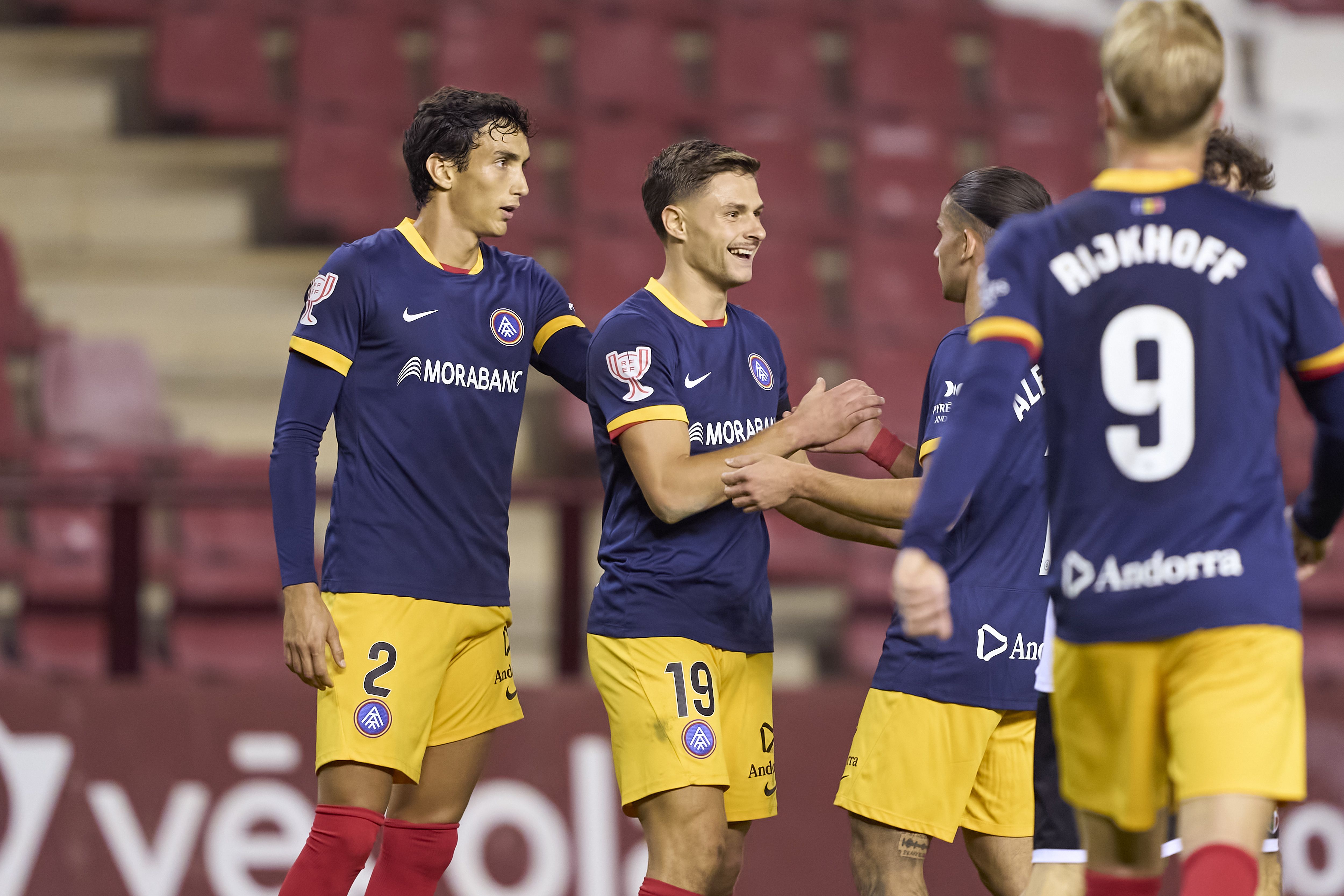 Nacho Quintana ha fet el 0-3. | FC ANDORRA La portaveu del Sindicat, Rebeca Bonache.