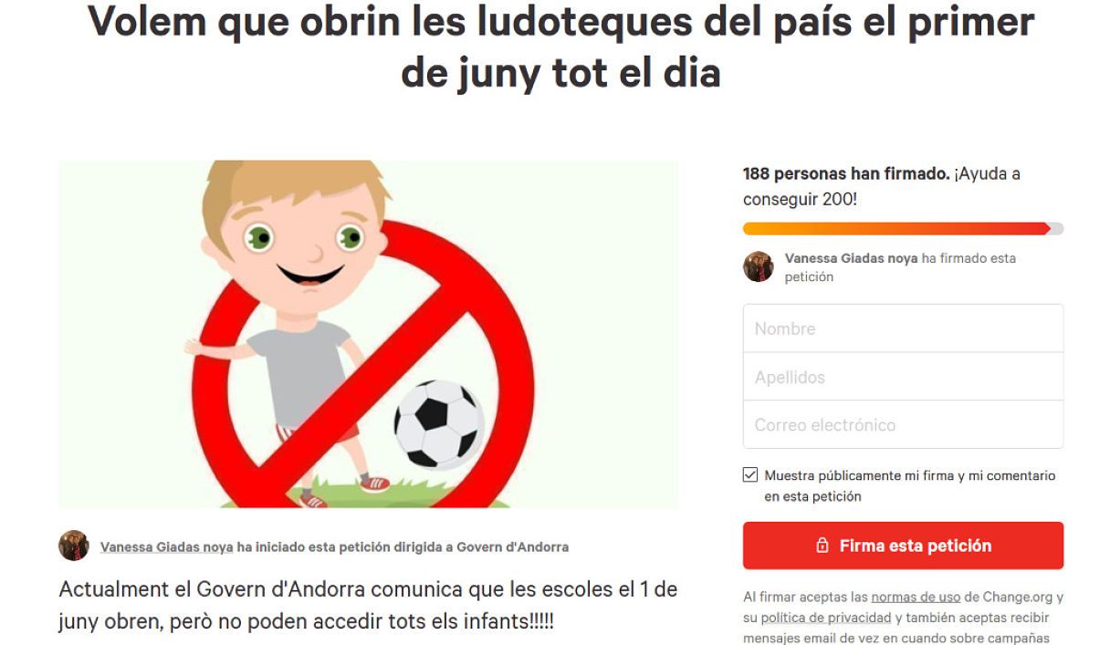 La petició a Change.org.