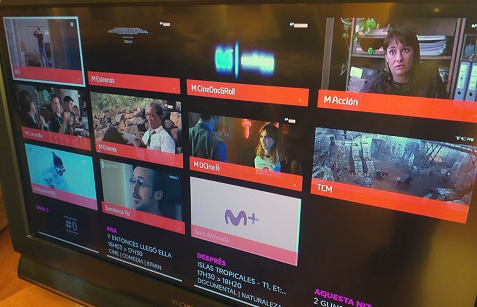 Menú de televisió d'Andorra Telecom.