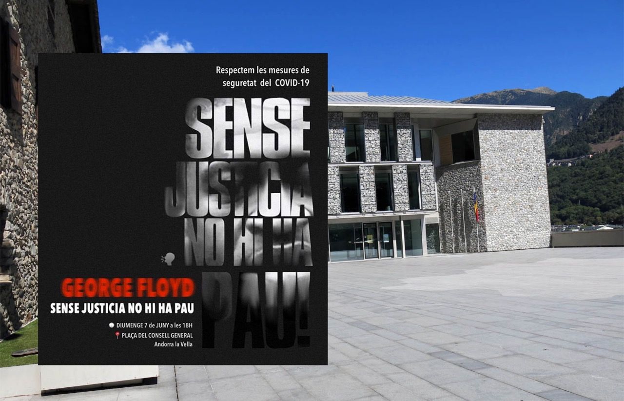 Cartell de la concentració amb la plaça del Consell General