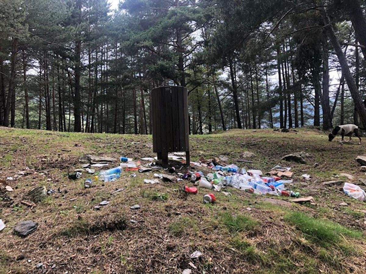 La deixalla tirada pels entorns del refugi.