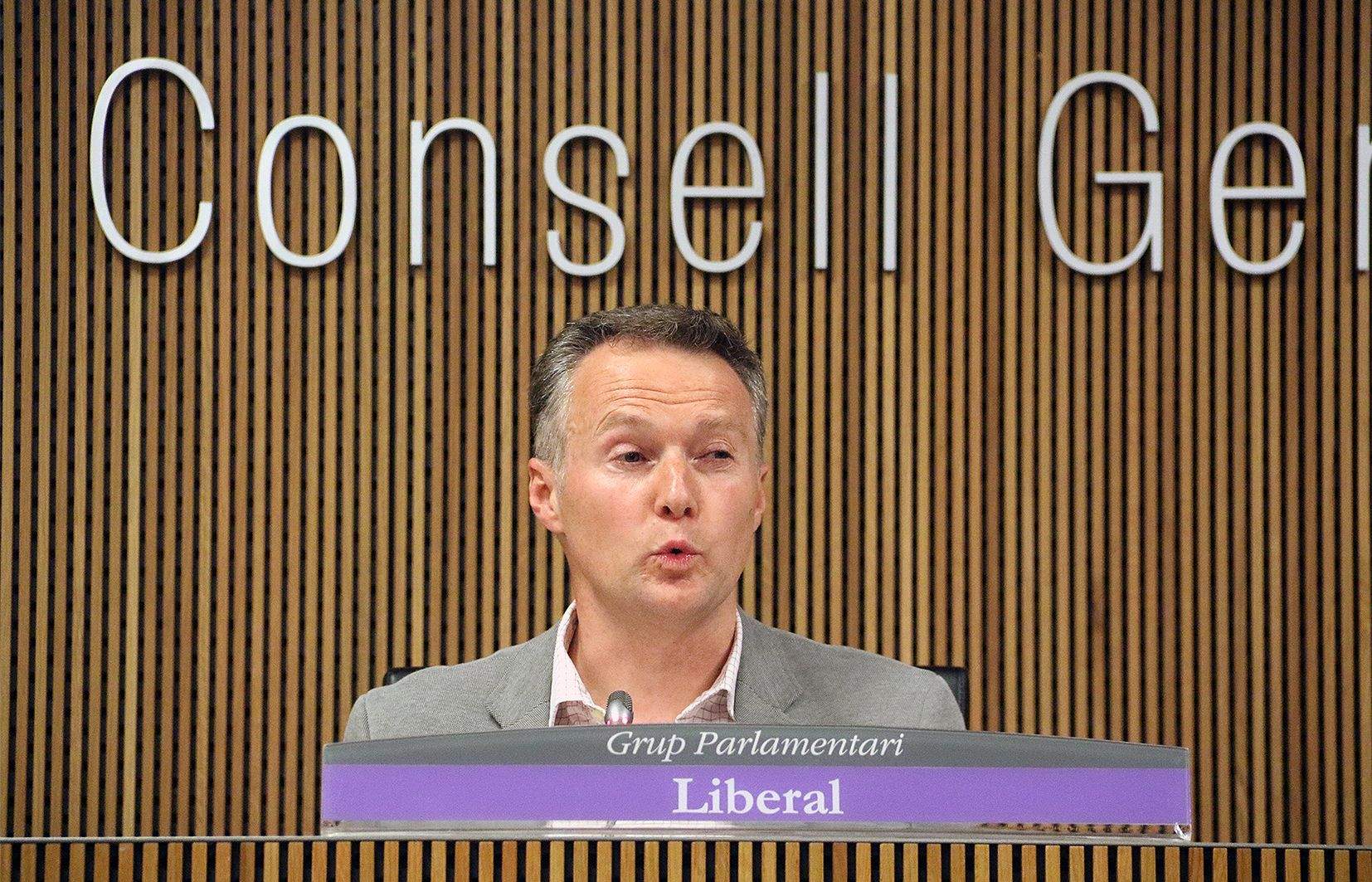 Ferran Costa durant la compareixença per deixar clar que els liberals han actuat conforme a la legalitat i les normatives vigents.