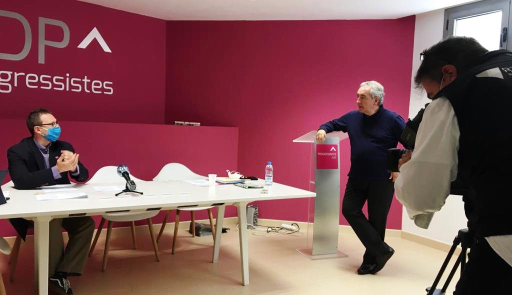 Josep Lluís Donsión i Jaume Bartumeu abans de la roda de premsa d'aquest dissabte.