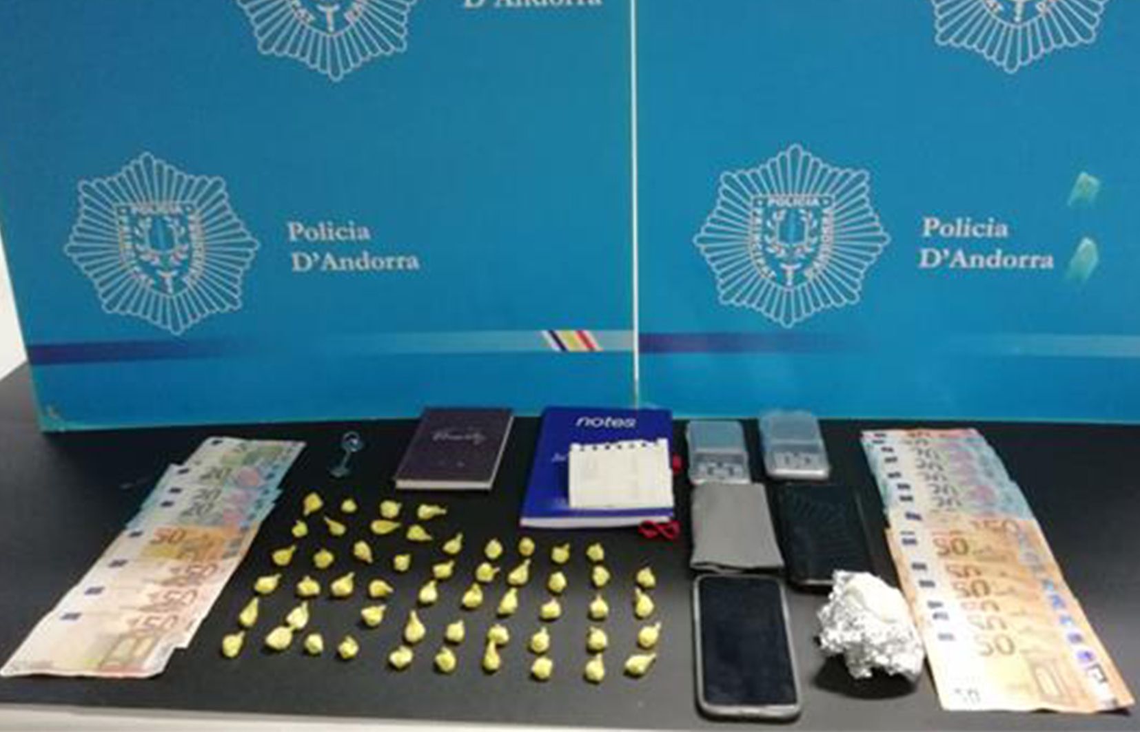 Els materials i productes comissats durant l'operació realitzada dimecres. La portaveu del Sindicat, Rebeca Bonache.