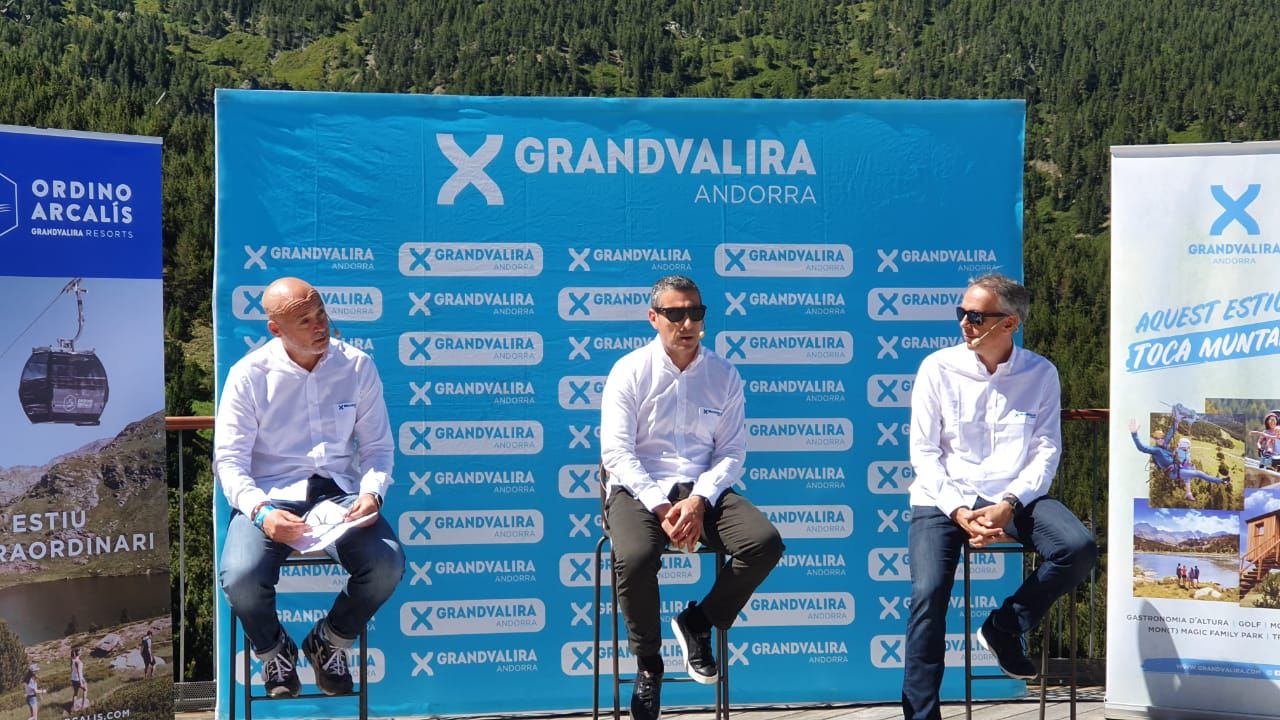 Xavier Salinas, David Ledesma i David Hidalgo a la presentació d'activitats d'estiu de Grandvalira
