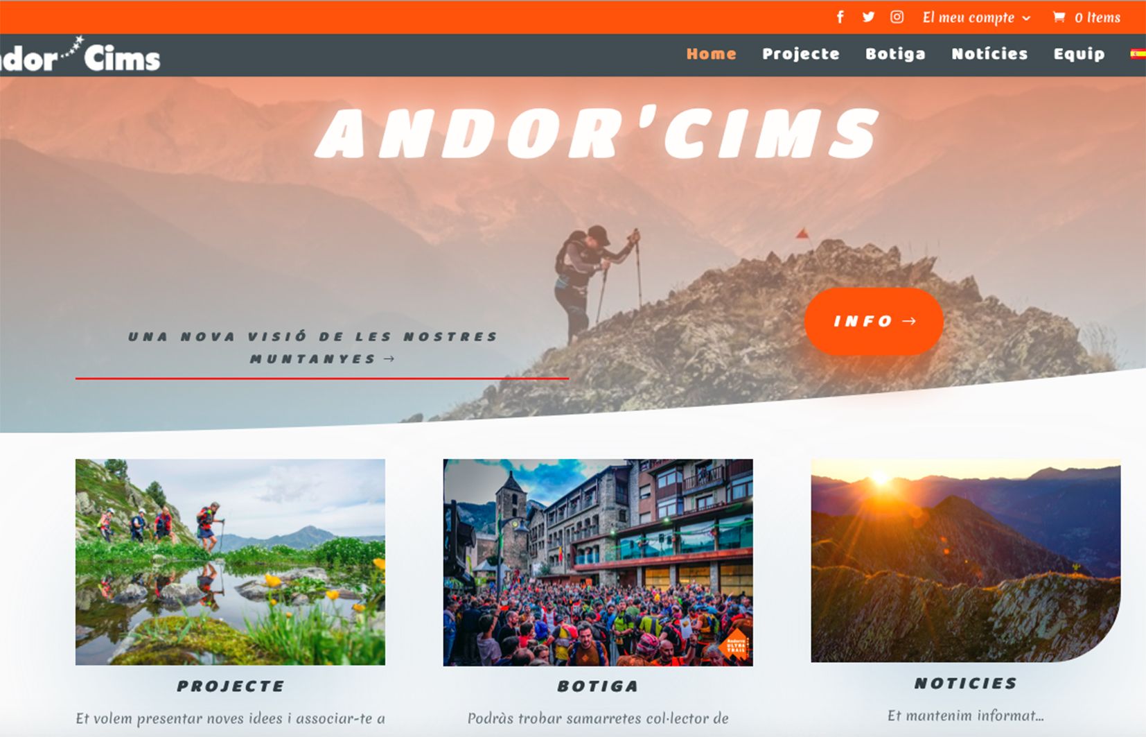 Una captura de pantalla del lloc web d'AndorCims.