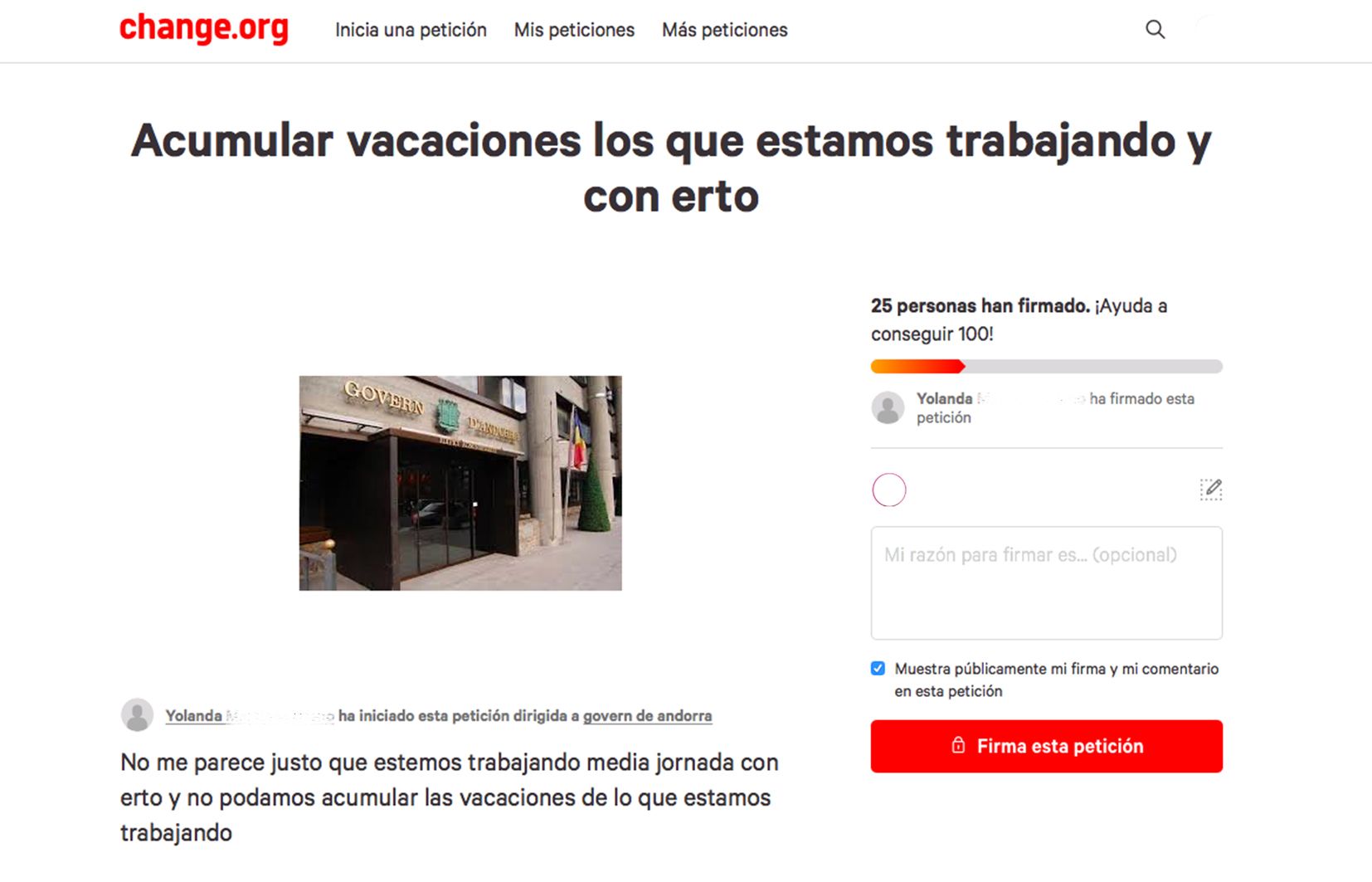 Captura d'imatge del portal on es du a terme la campanya.