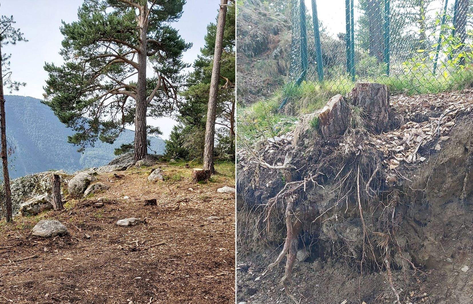 Dues imatges diferents de l'estat, fa pocs dies, del camí d'Engolasters.
