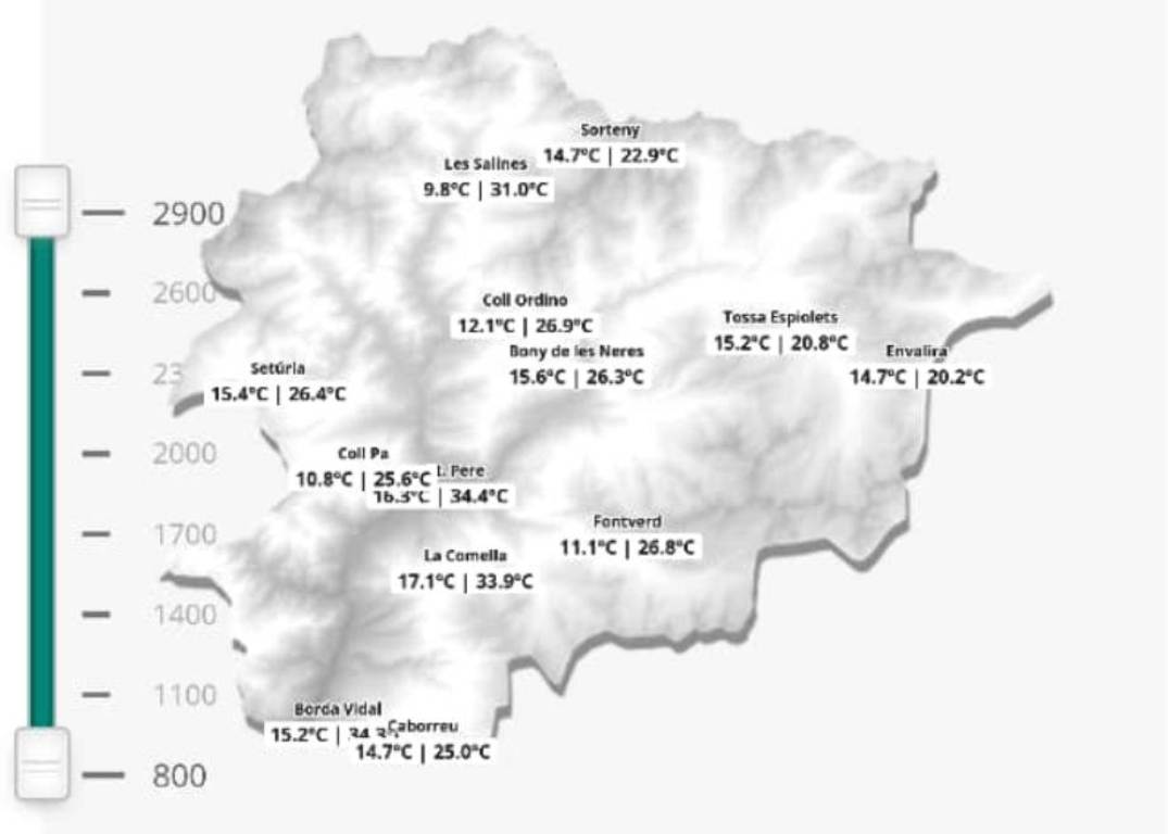 Mapa de temperatures d'aquest divendres.