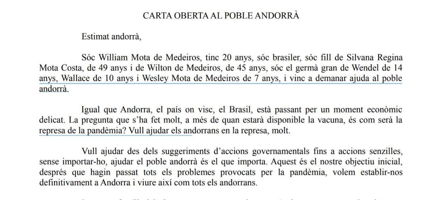 Un fragment de la carta adjunta al correu electrònic.
