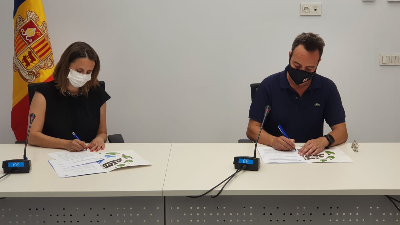 La signatura del conveni, aquest dilluns al comú d'Escaldes-Engordany