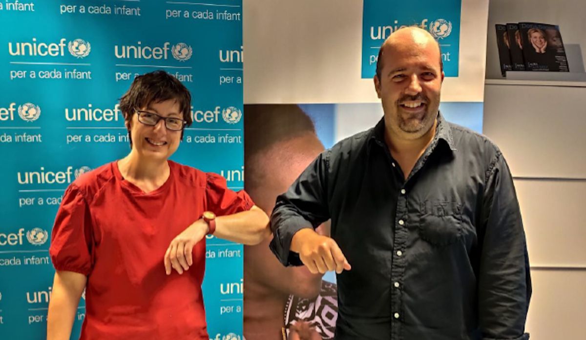 Marta Alberch, directora d'Unicef Andorra, i Gorka Aixàs, president del MoraBanc.