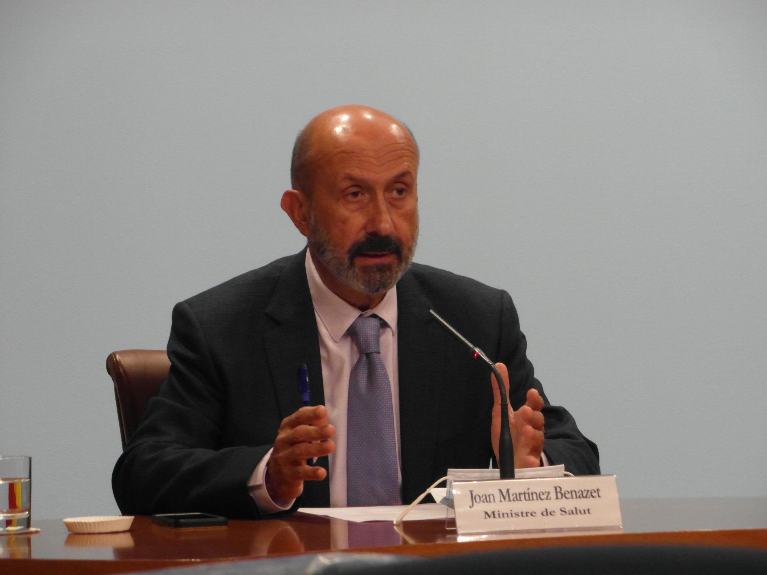 El ministre de Salut, Joan Martínez Benazet, durant la compareixença. El ministre de Salut, Joan Martínez Benazet, durant la compareixença.