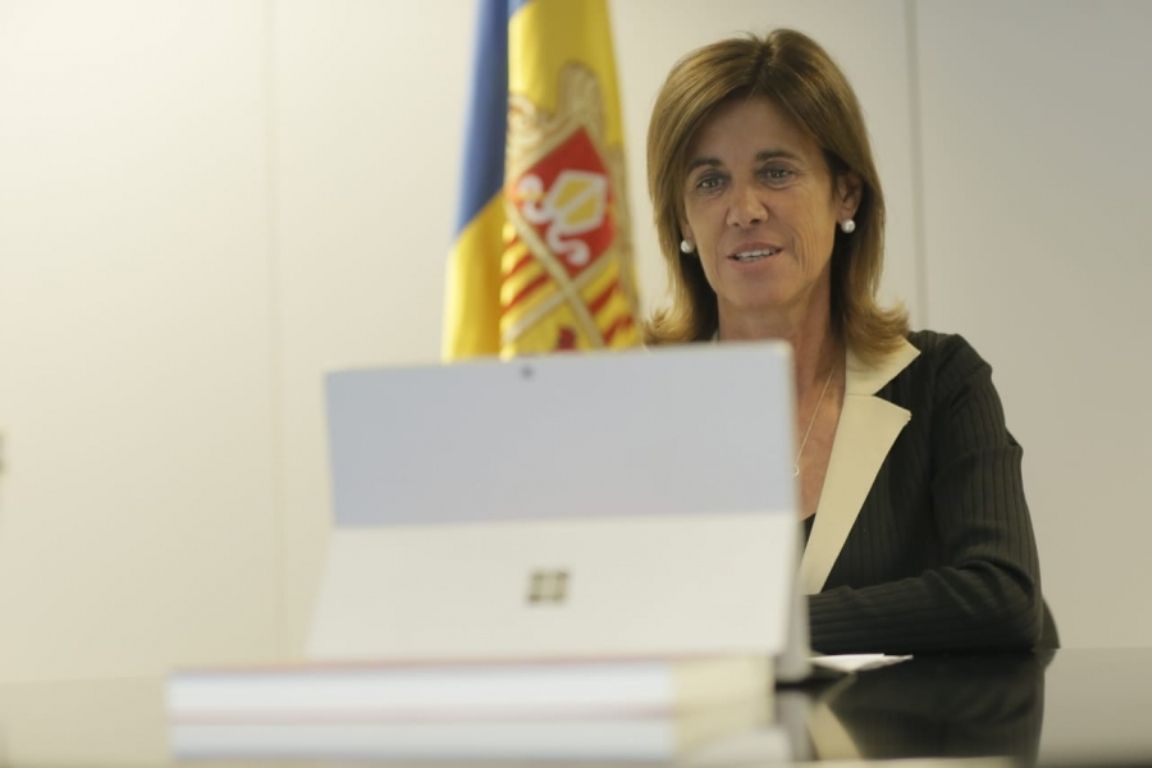 Ester Vilarrubla durant l'obertura de l'acte que s'ha fet de manera telemàtica.