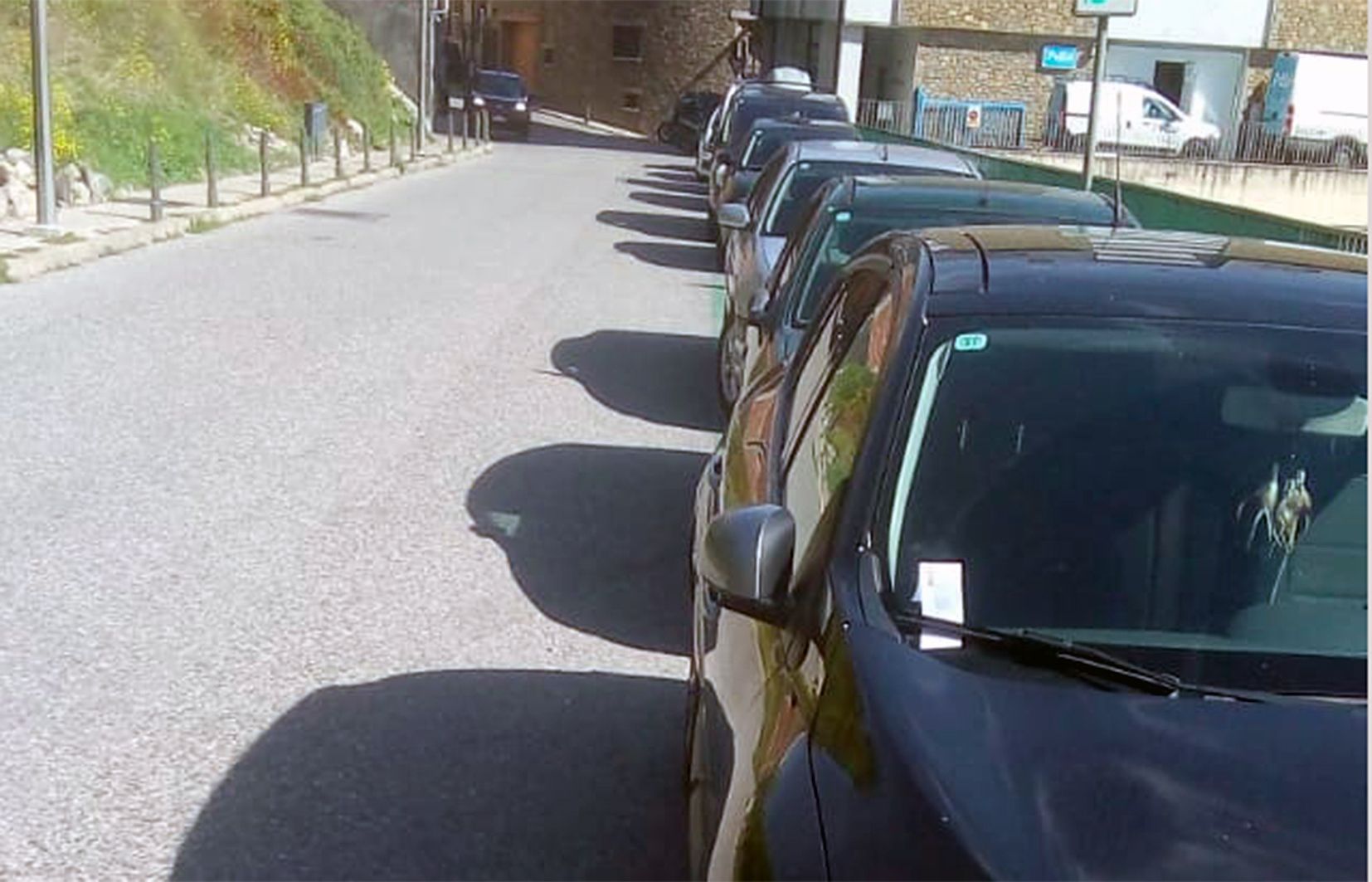 Filera de vehicles amb la preceptiva multa al carrer afectat.