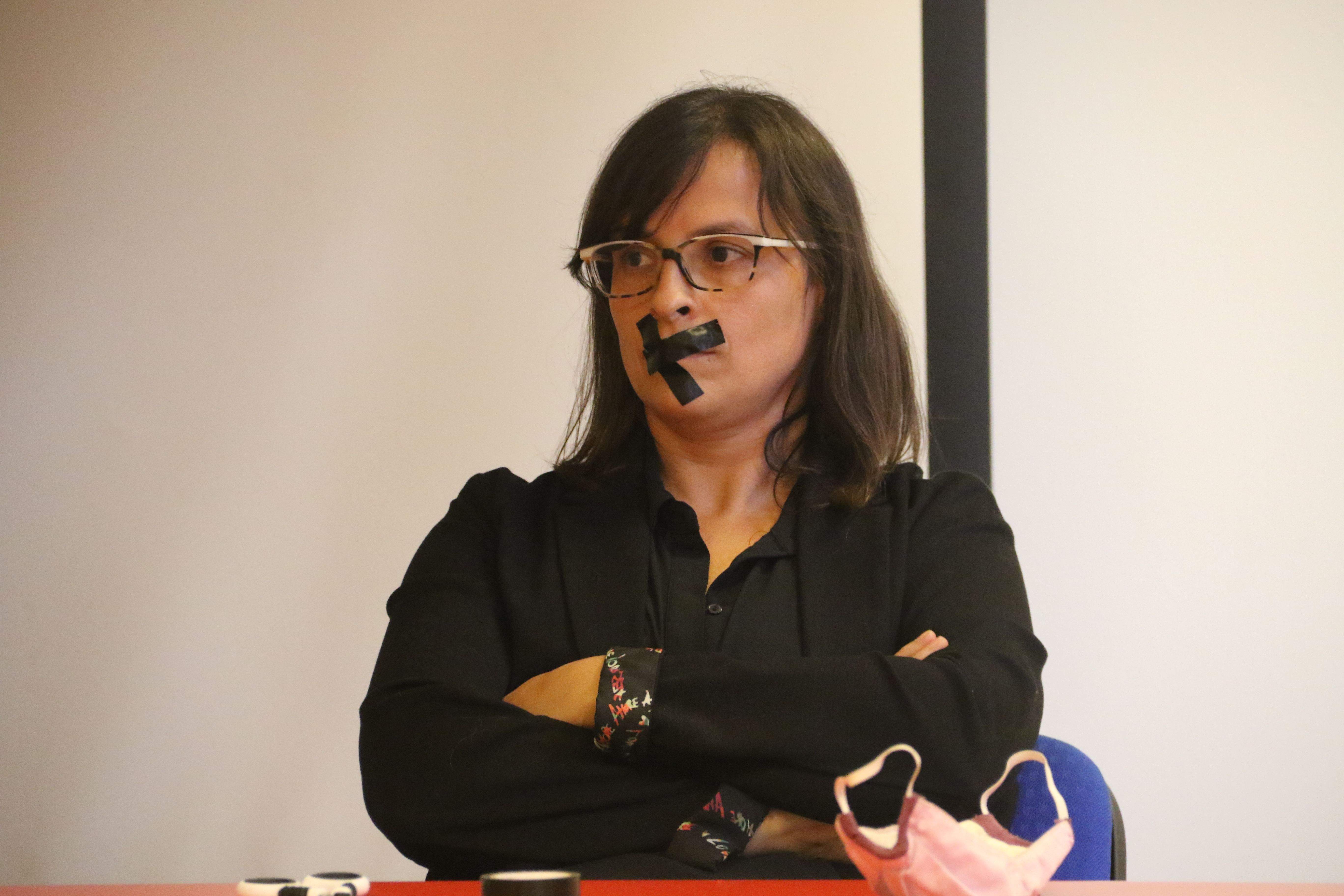 Vanessa Mendoza Cortès recentment en un acte en què es va denunciar que se la vol silenciar.