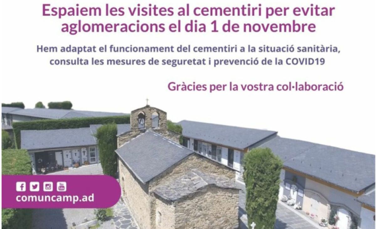 L'anunci del comú amb l'ampliació dels horaris al cementiri.