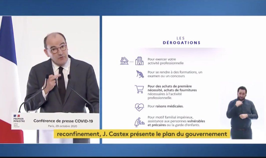 El primer ministre francès, Jean Castex durant la compareixença televisiva d'aquest dijous.