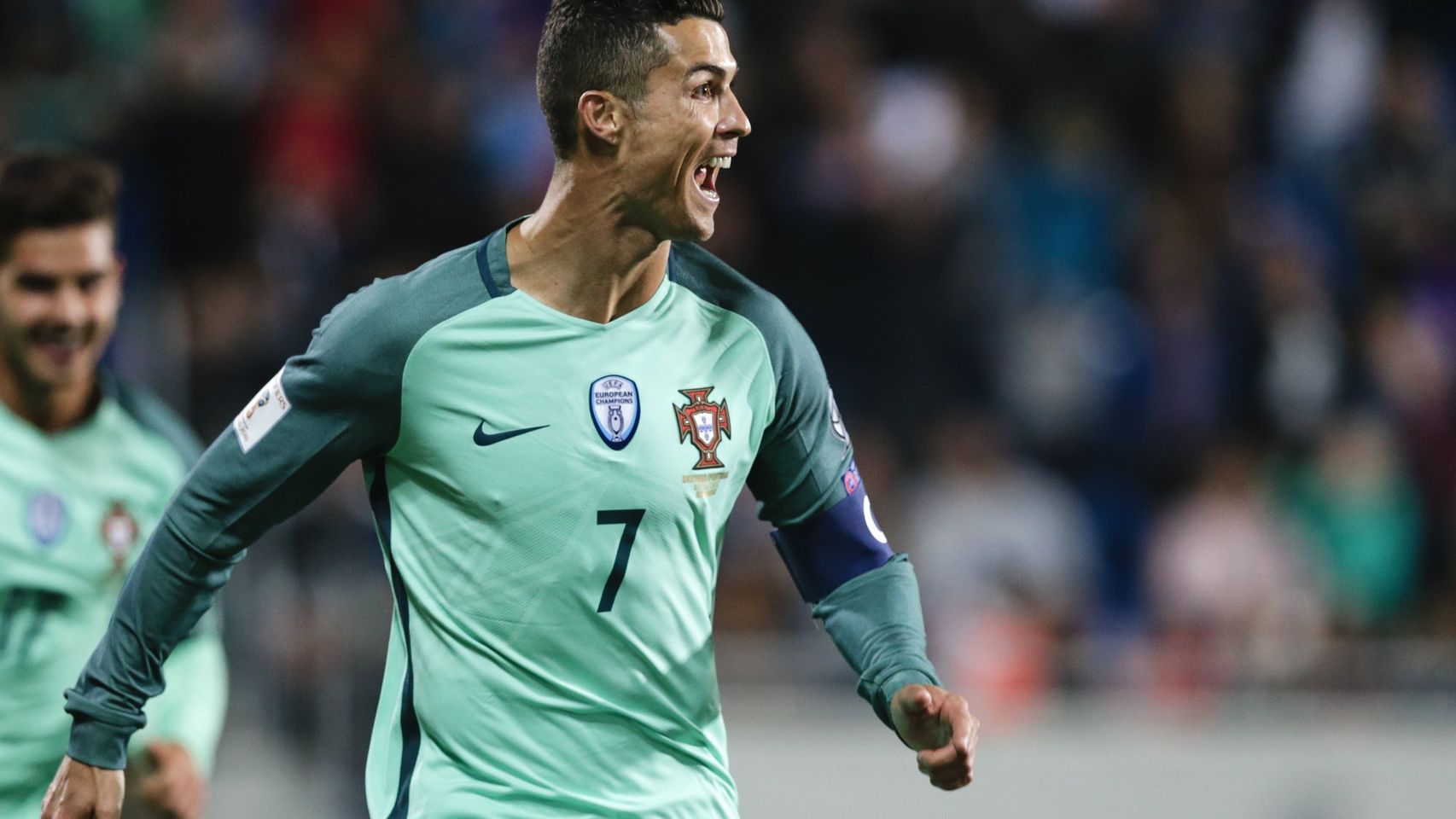 Ronaldo celebra un dels gols anotats a Andorra l'octubre del 2017.