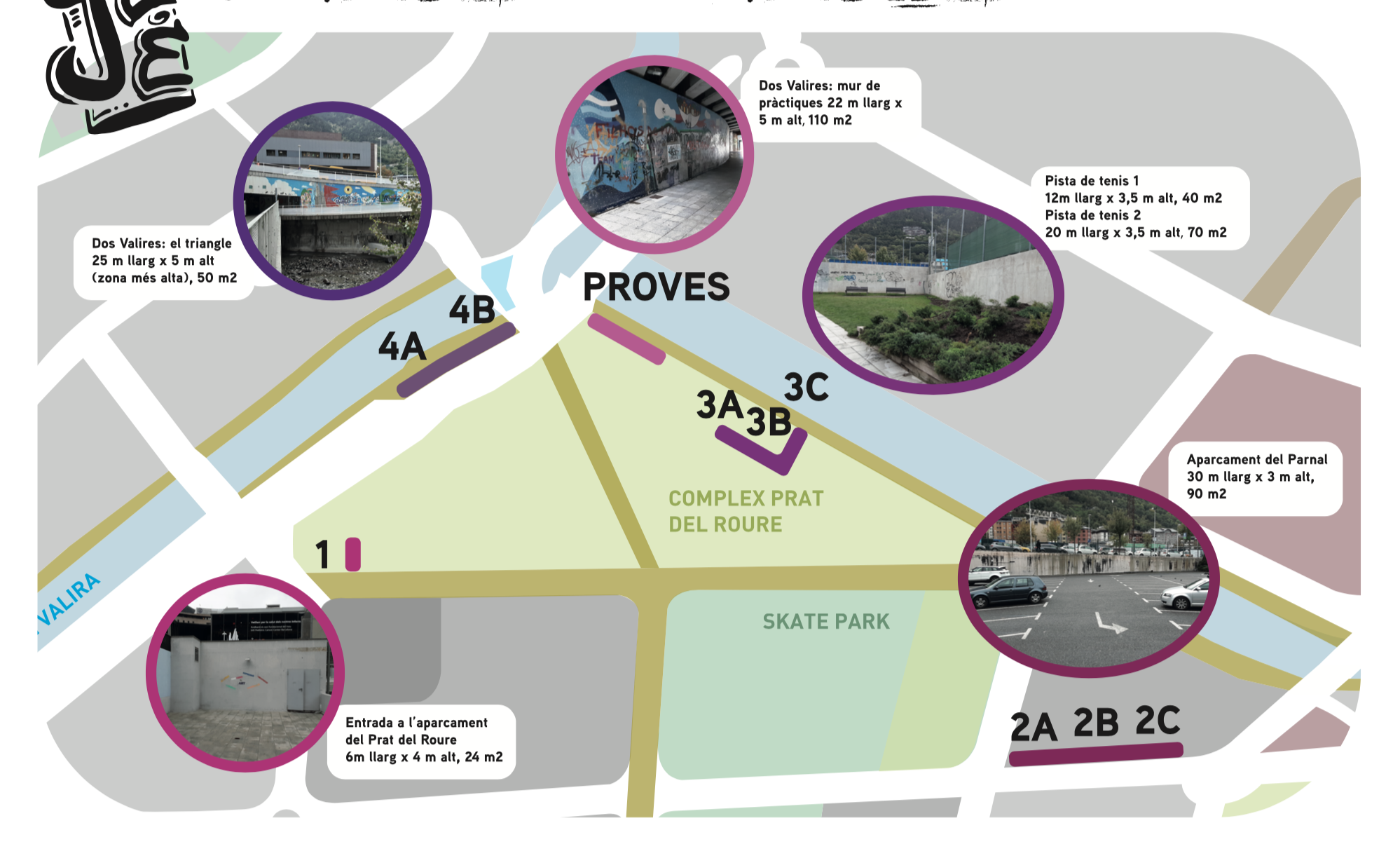 Plànol de les ubicacions on es podran realitzar grafitis