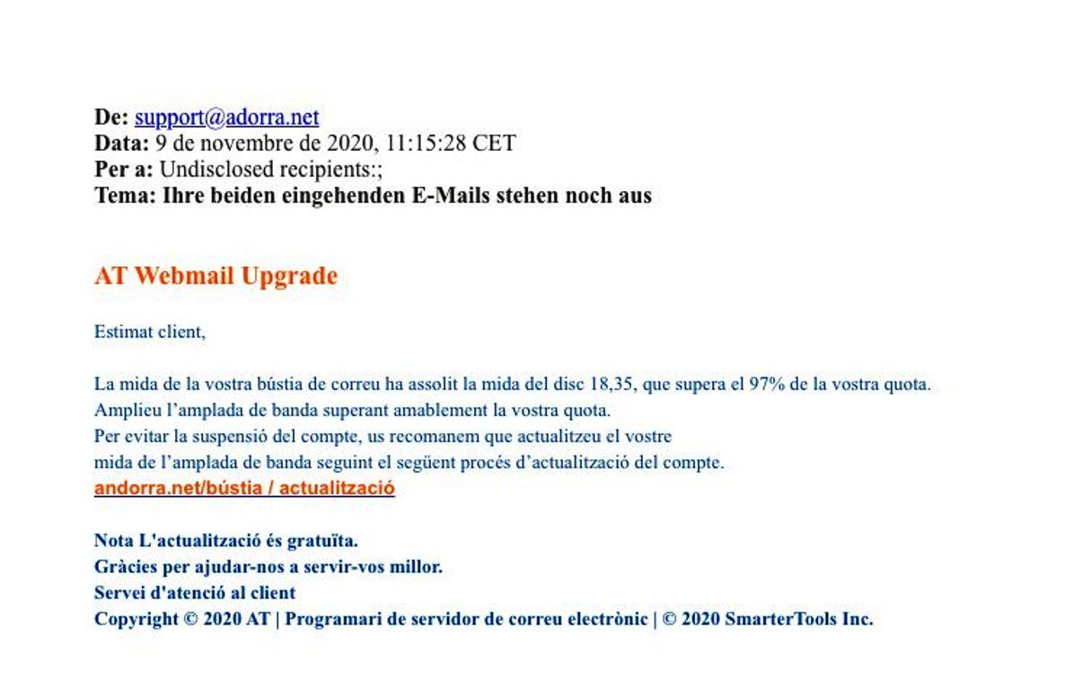 El fals correu electrònic.