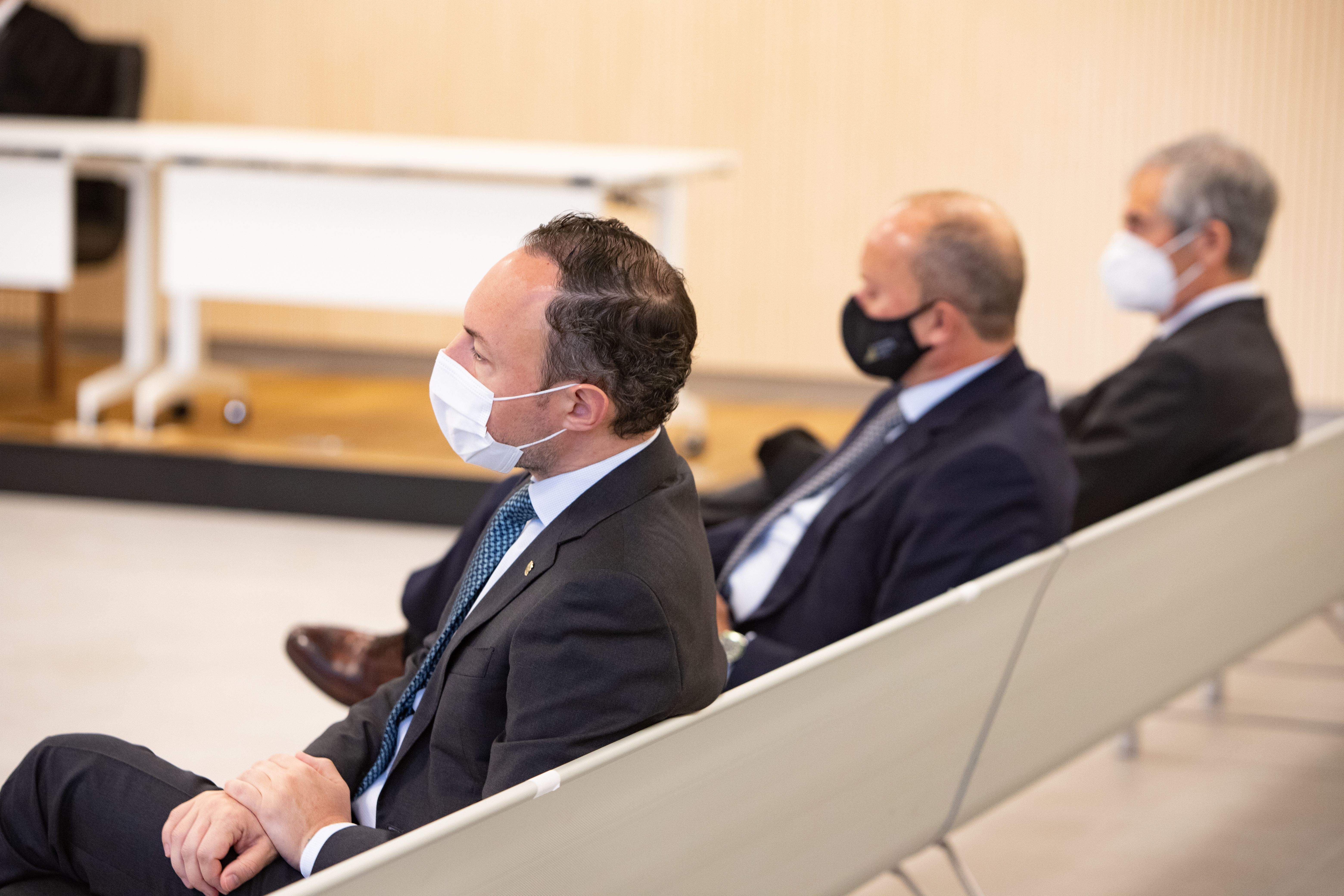 El cap de Govern, Xavier Espot i el ministre d'Interior i Justícia, Josep Maria Rossell durant l'obertura de l'any judicial.