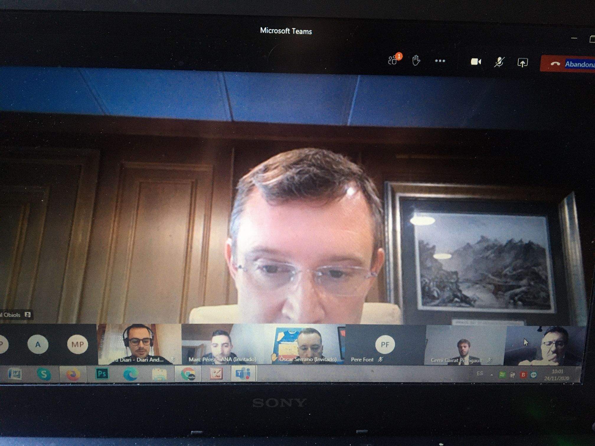 Josep Majoral durant la roda de premsa posterior a la sessió de comú.