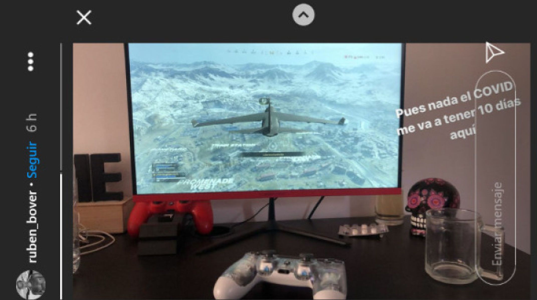 El missatge de Rubén Bover a Instagram anunciant que té la Covid-19.
