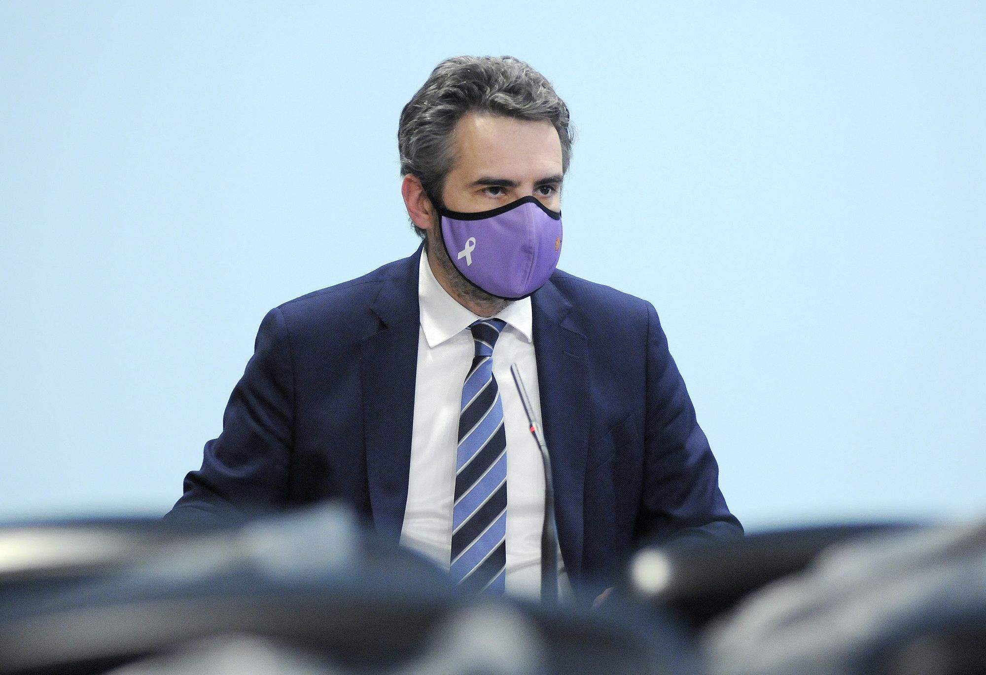 Una imatge d'una compareixença del ministre Èric Jover.