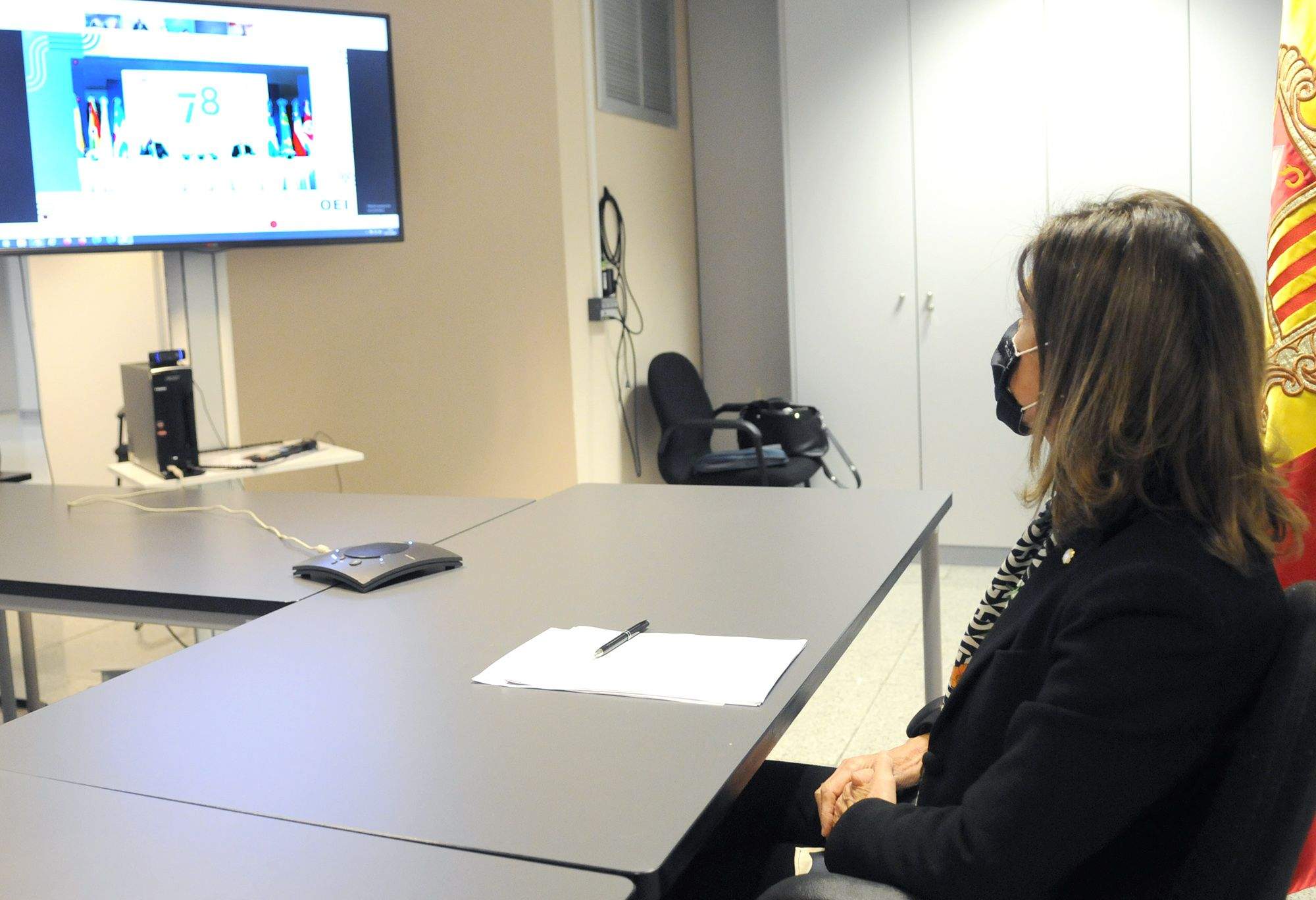 La ministra d’Educació i Ensenyament Superior, Ester Vilarrubla, durant la reunió telemàtica d'aquest dimarts