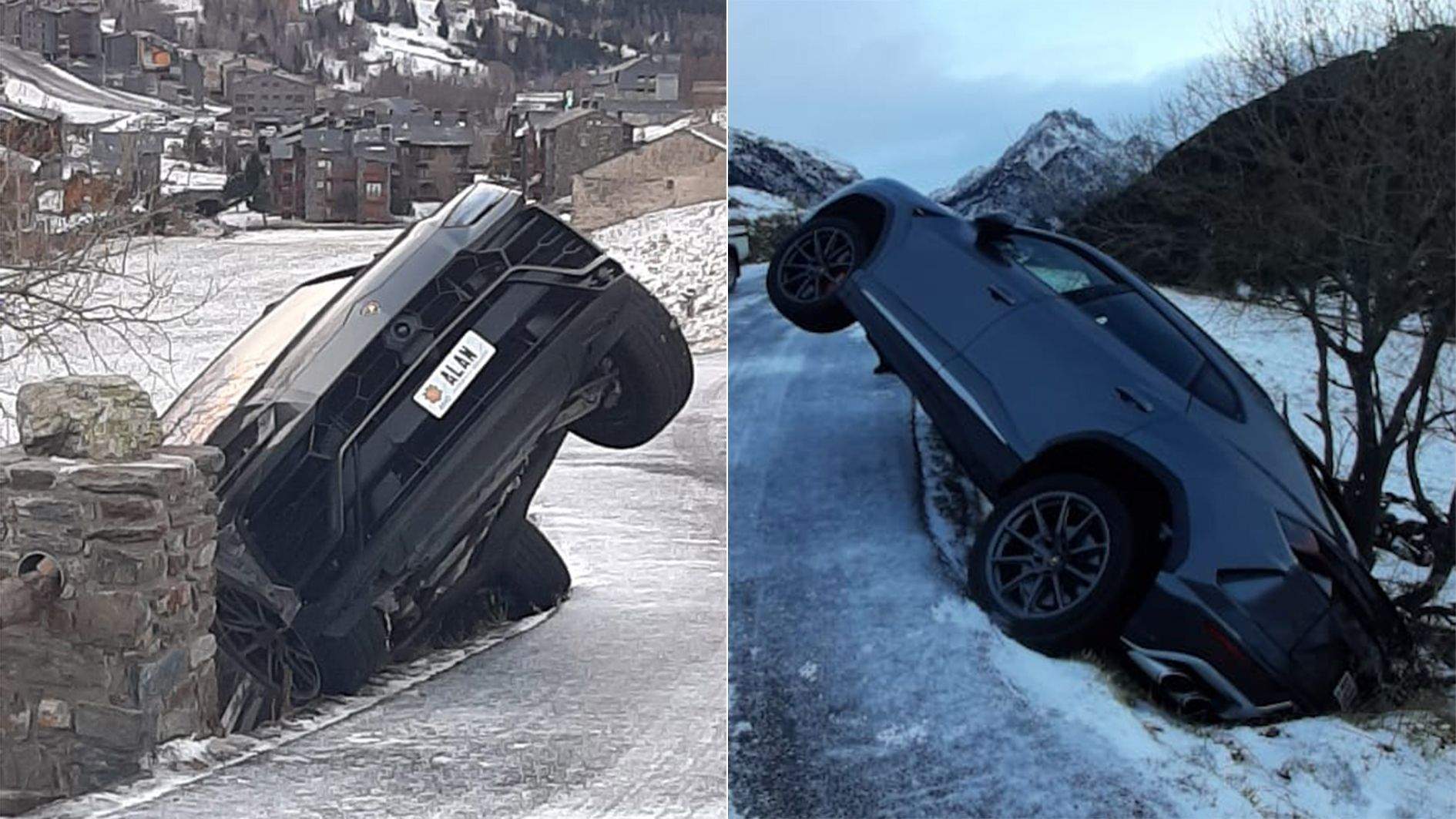 Dues imatges del vehicle que ha sortit de la via.