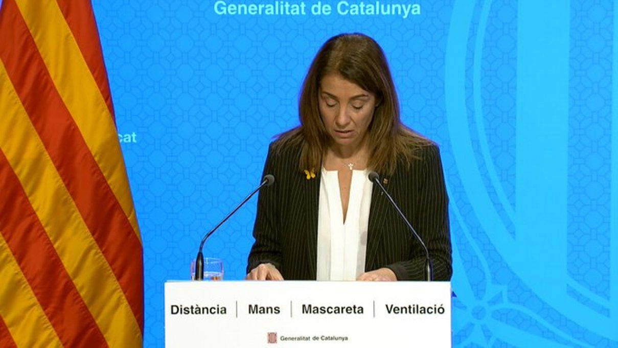 La consellera de Presidència de la Generalitat, Meritxell Budó durant la seva compareixença. La consellera de Presidència de la Generalitat, Meritxell Budó durant la seva compareixença.