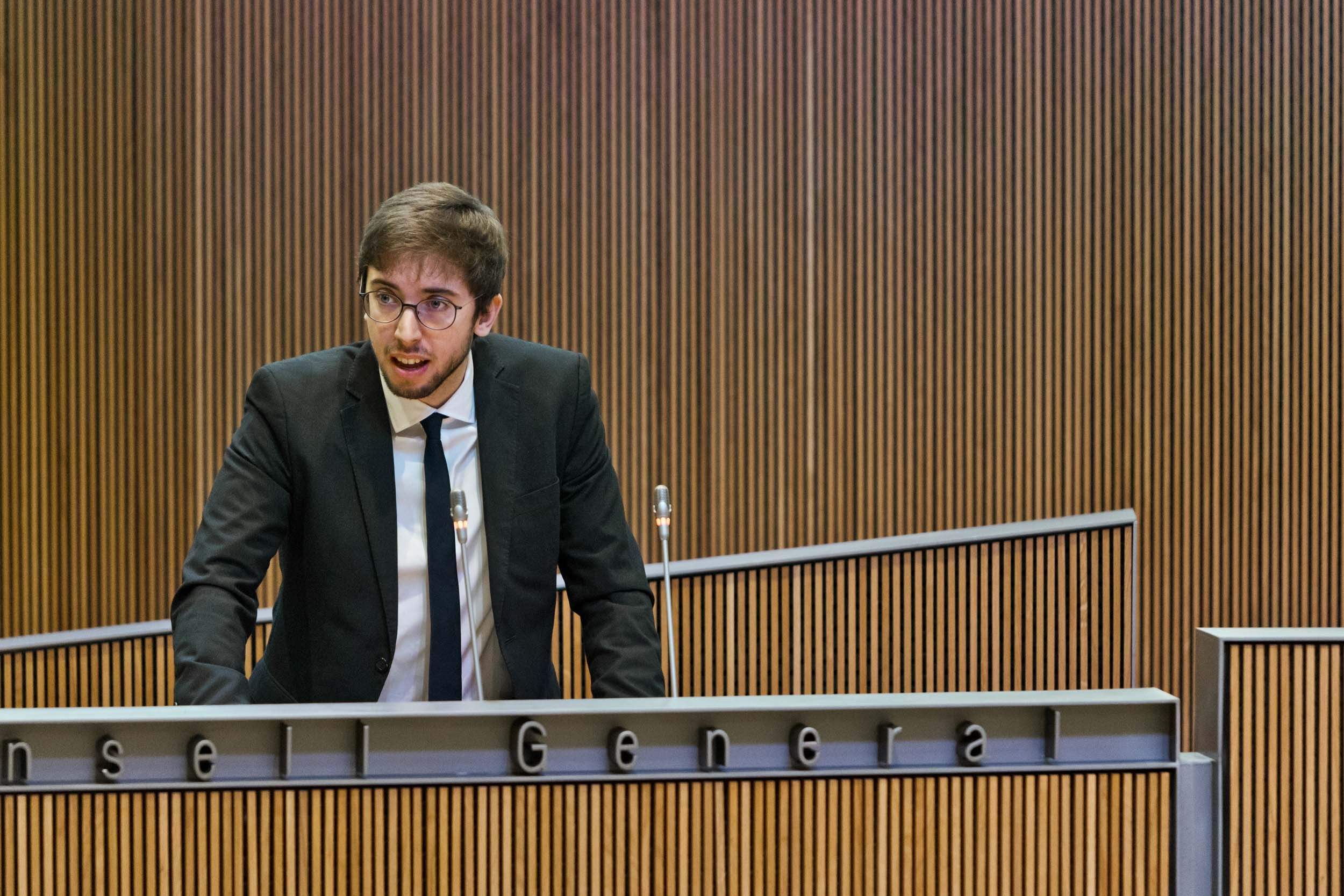 Roger Padreny durant una compareixença a la tribunal del Consell General.