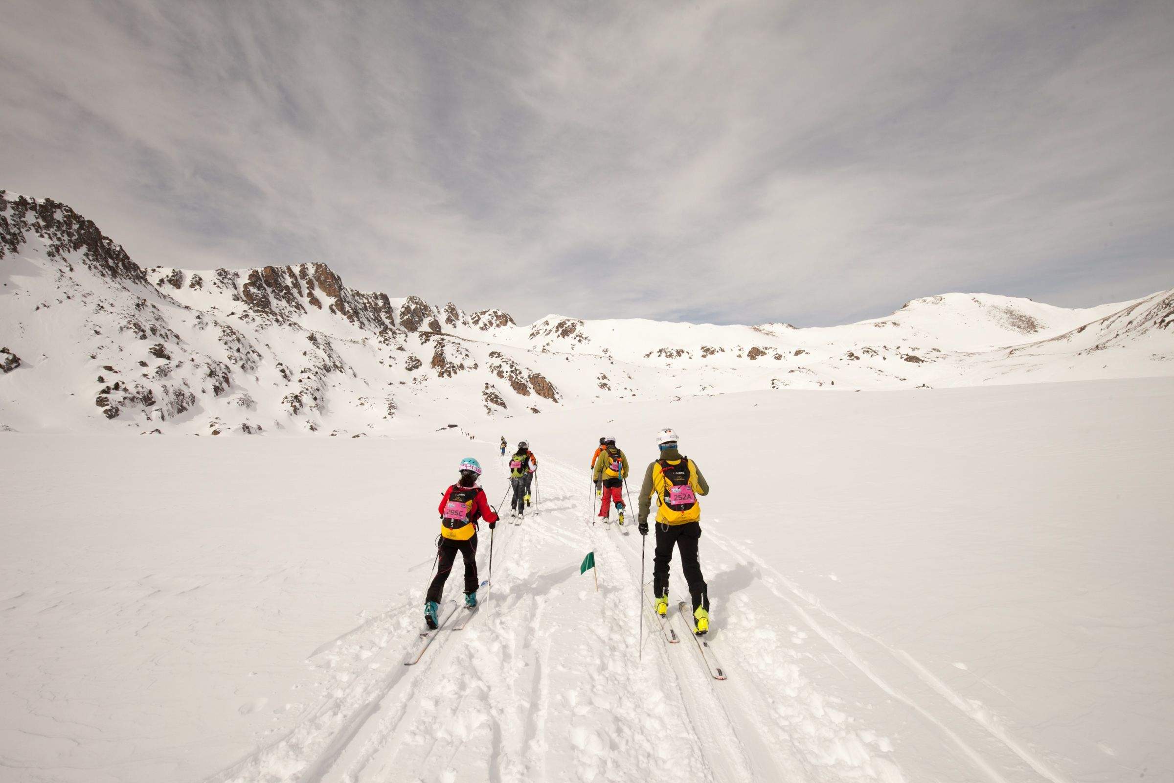 Practicant d'esquí de muntanya durant una competició.