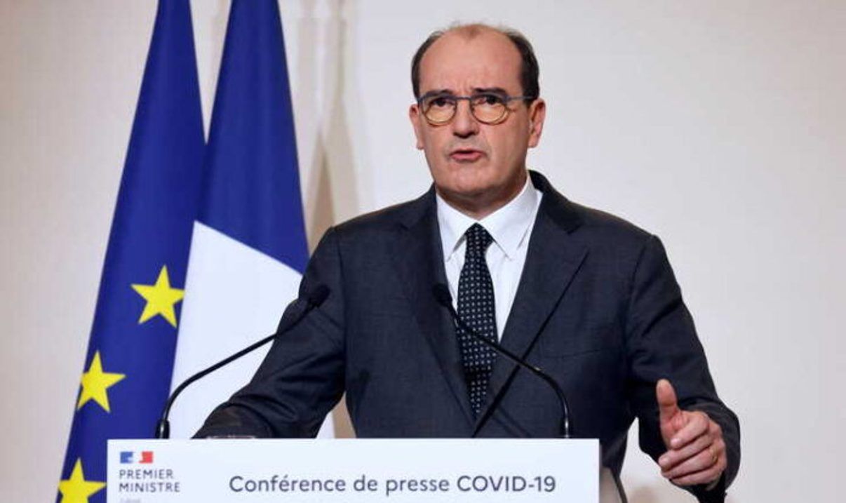 El primer ministre francès, Jean Castex durant la compareixença televisiva d'aquest dijous.