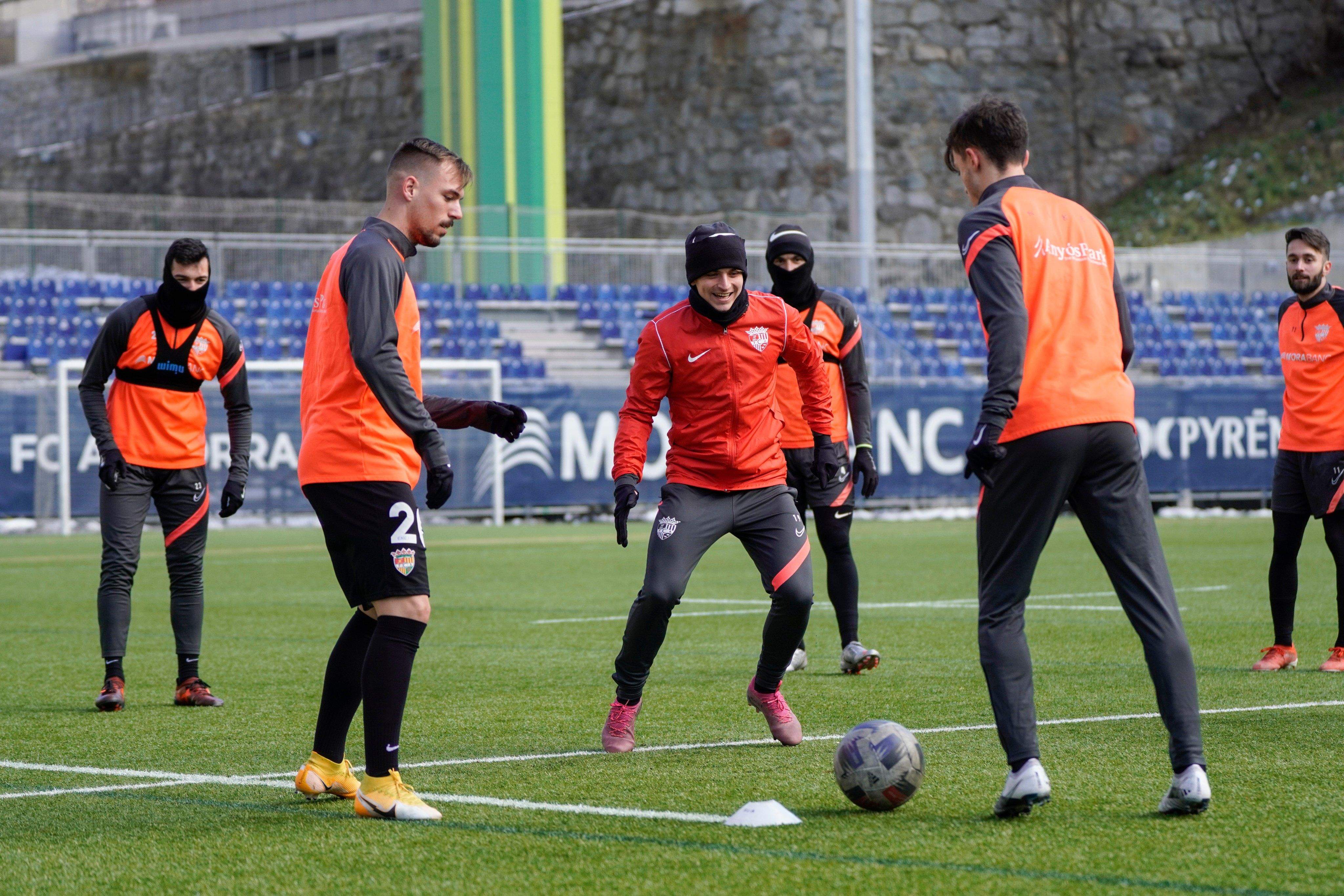 Un instant del darrer entrenament dels tricolors.