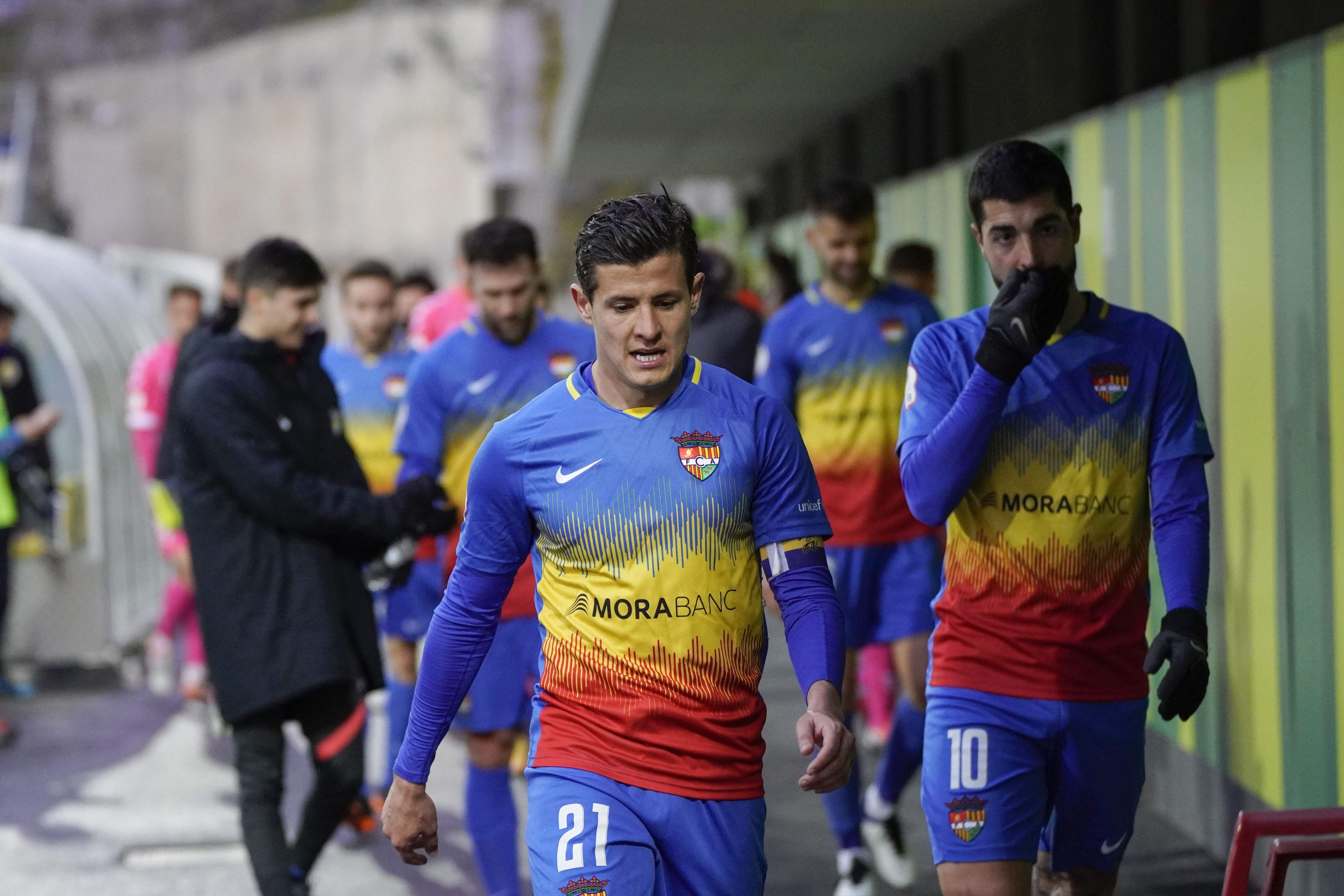 Bover, el capità de l'FC Andorra, a la finalització del duel davant el Llagostera.