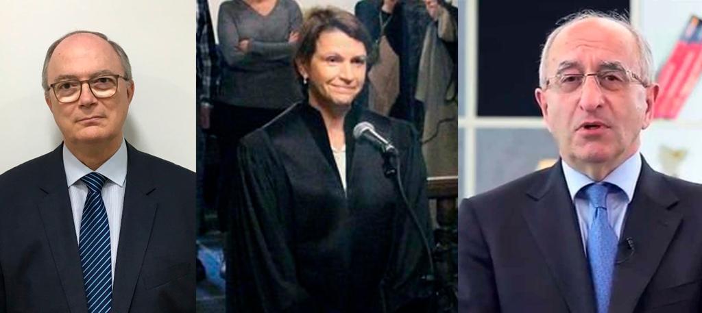 Els magistrats Albert Andrés, Elsa Puig i Bernard Plagnet.