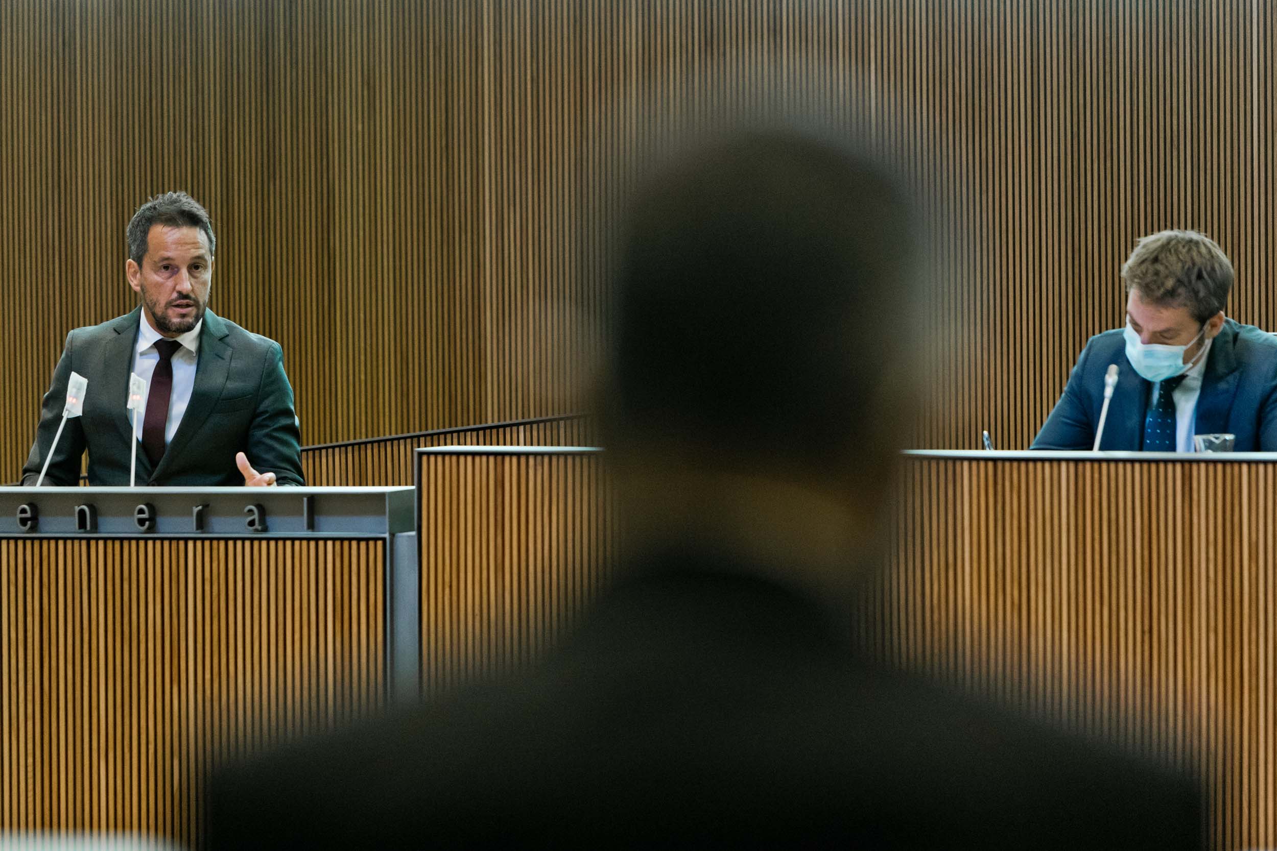 Pere López, durant una intervenció al Consell General.